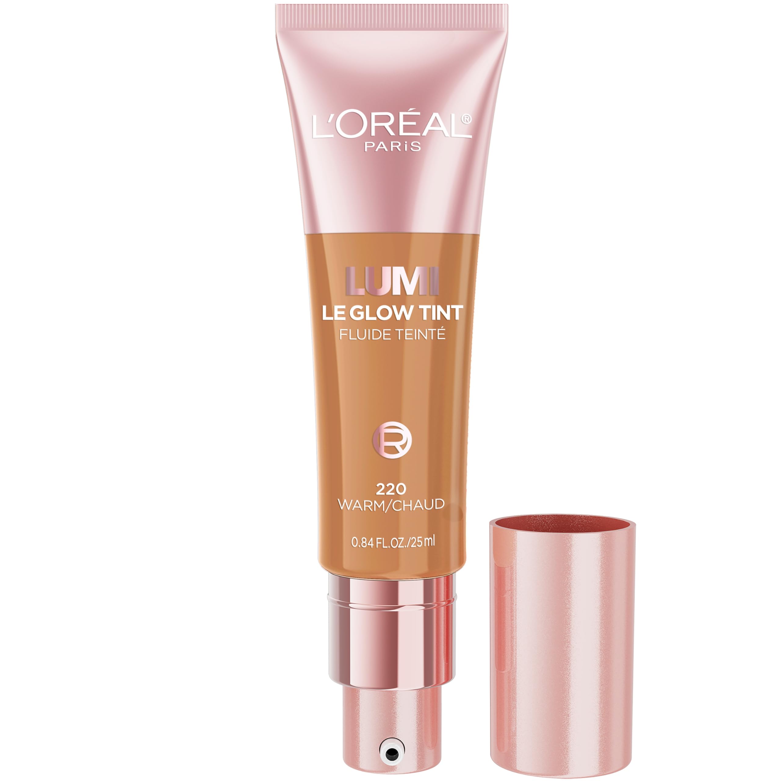 L'Oreal Paris Lumi Le Glow Skin Tint – Lightweight Water-Based Tint with Foundation-Like Coverage (Warm 220, 0.85 fl oz)