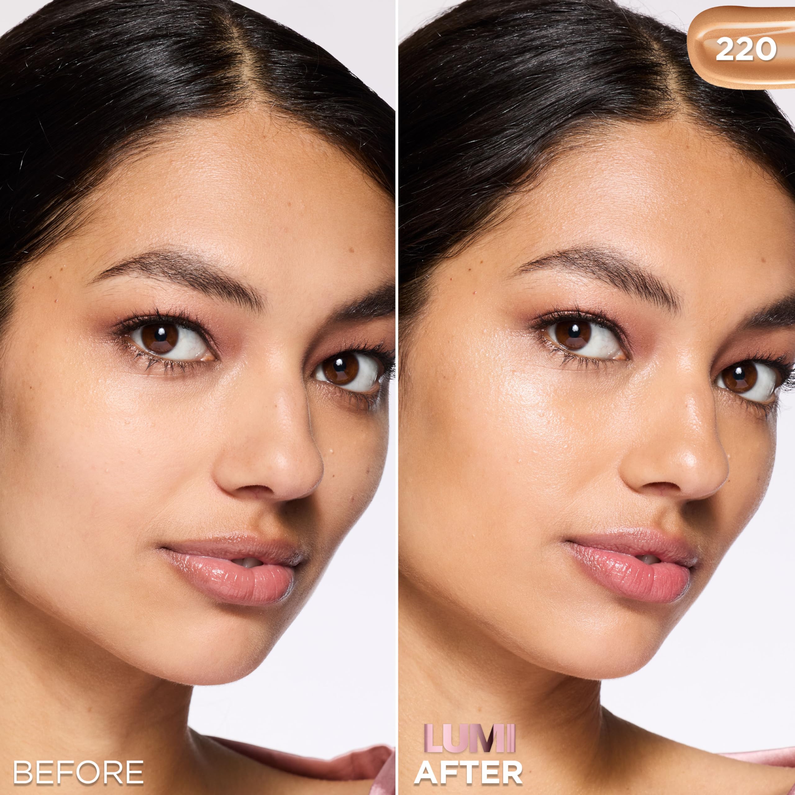 L'Oreal Paris Lumi Le Glow Skin Tint – Lightweight Water-Based Tint with Foundation-Like Coverage (Warm 220, 0.85 fl oz)