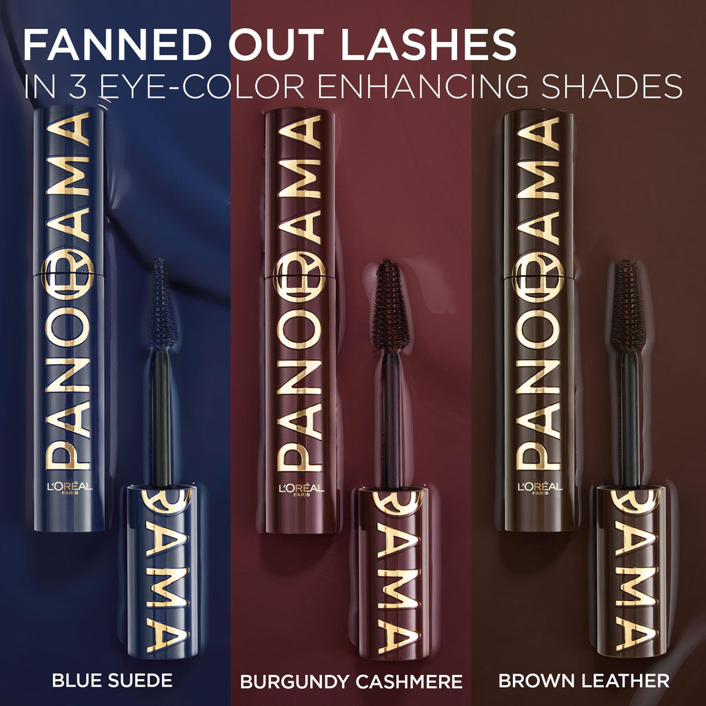 L'Oreal Paris Panorama Mascara Burgundy – Volumizing & Lengthening, 24-Hour Wear, Smudge-Resistant