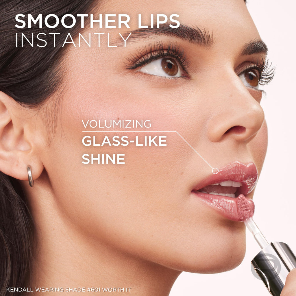 L'Oreal Paris Plump Ambition Hyaluron Lip Oil – 24HR Hydration & Glass Shine, Nude Macaron 650