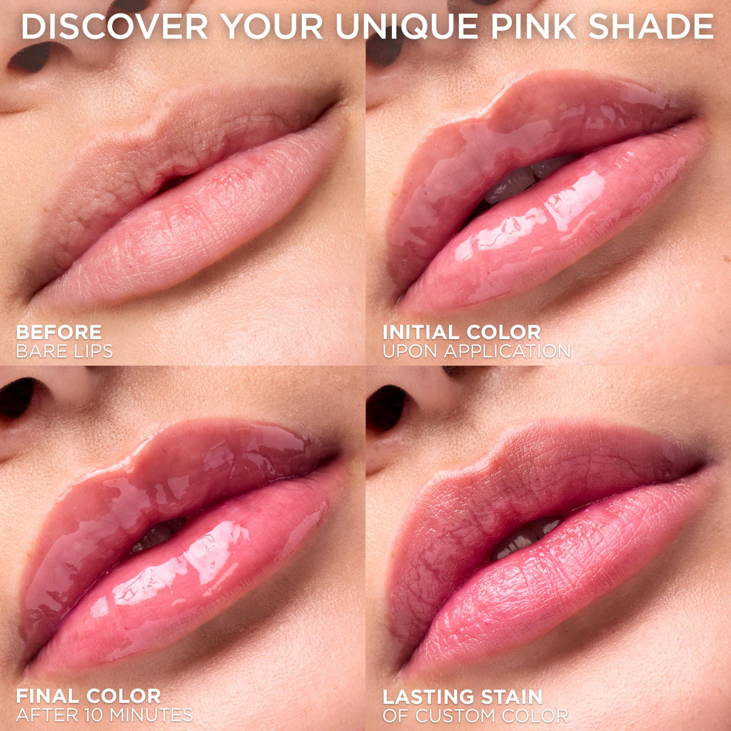 L'Oreal Paris Plump Ambition pH Hyaluron Lip Oil – Color-Changing Lip Tint, 24HR Hydration, Berry Noir