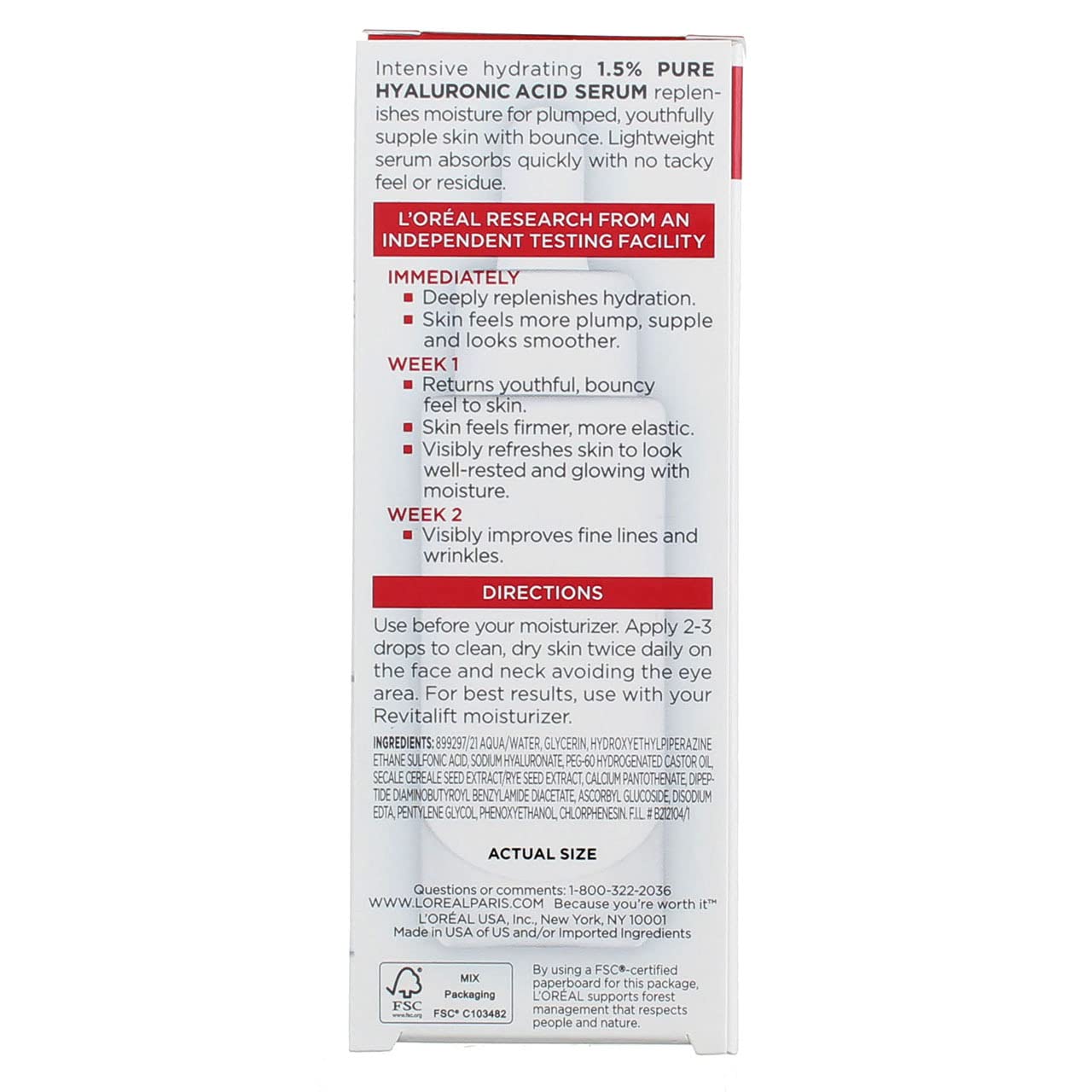 L'Oreal Paris RevitaLift Anti-Wrinkle Serum – 2 Pack, 1 fl oz Each
