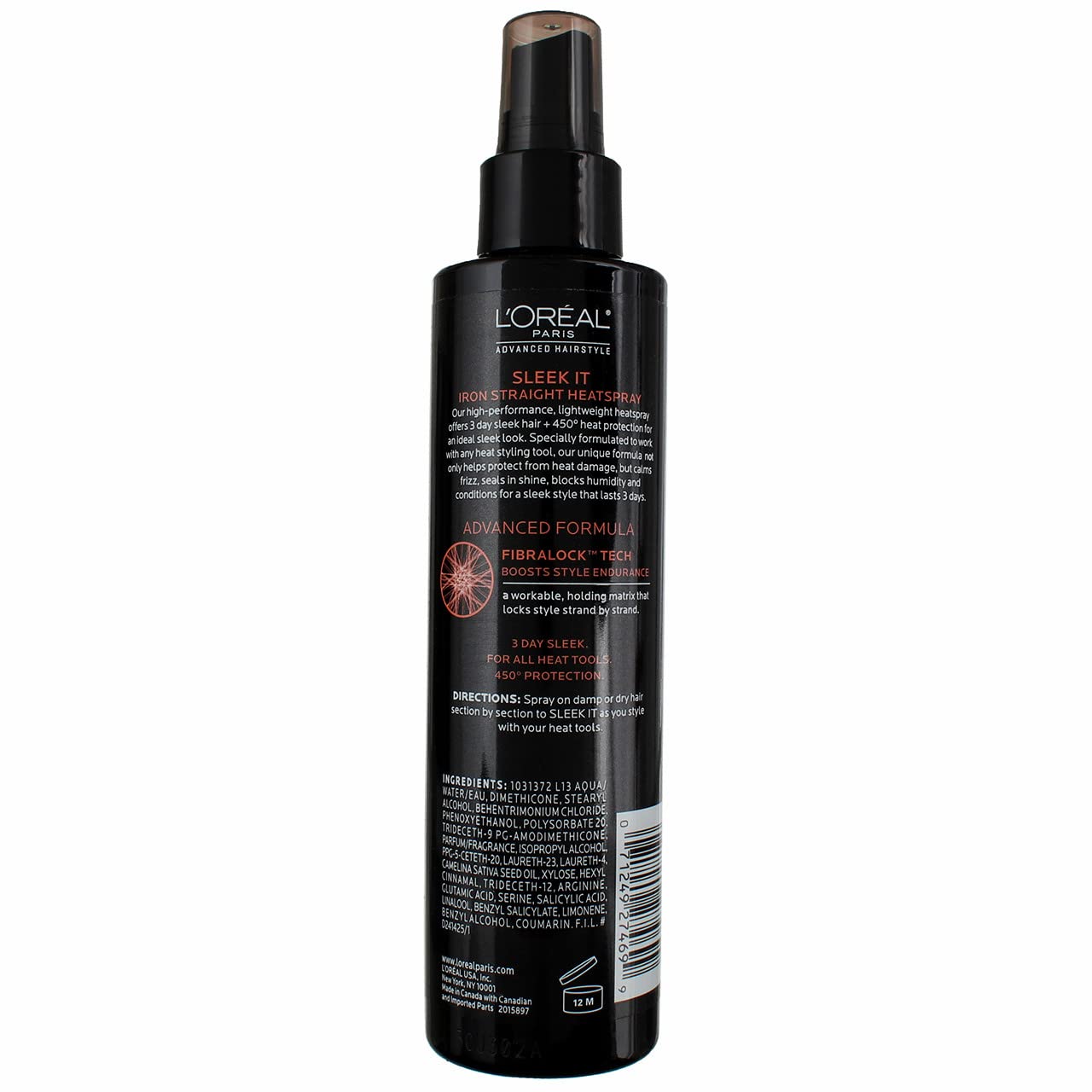 L'Oreal Paris Sleek It Iron Heatspray – 2-Pack, 450 Degree Protection, 3-Day Sleek