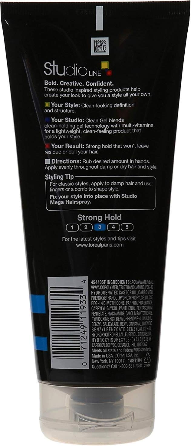 L'Oreal Paris Studio Line Clear Minded Clean Gel - Strong Hold (Pack of 4, 6.8 oz)