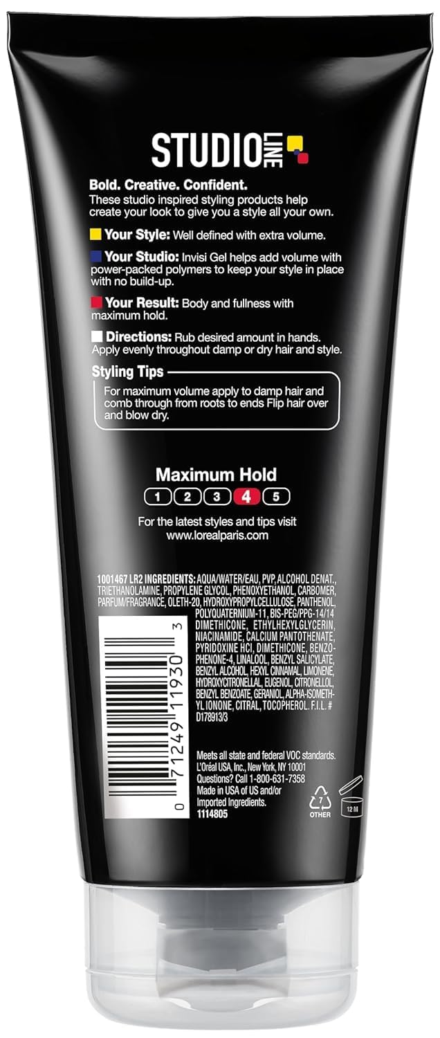 L'Oreal Paris Studio Line INVISI Gel – Strong Hold, 6.80 oz (Packs of 3)