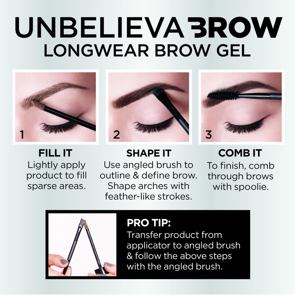 L'Oreal Paris Unbelieva-Brow Longwear Waterproof Tinted Brow Gel – Brunette, 0.15 oz