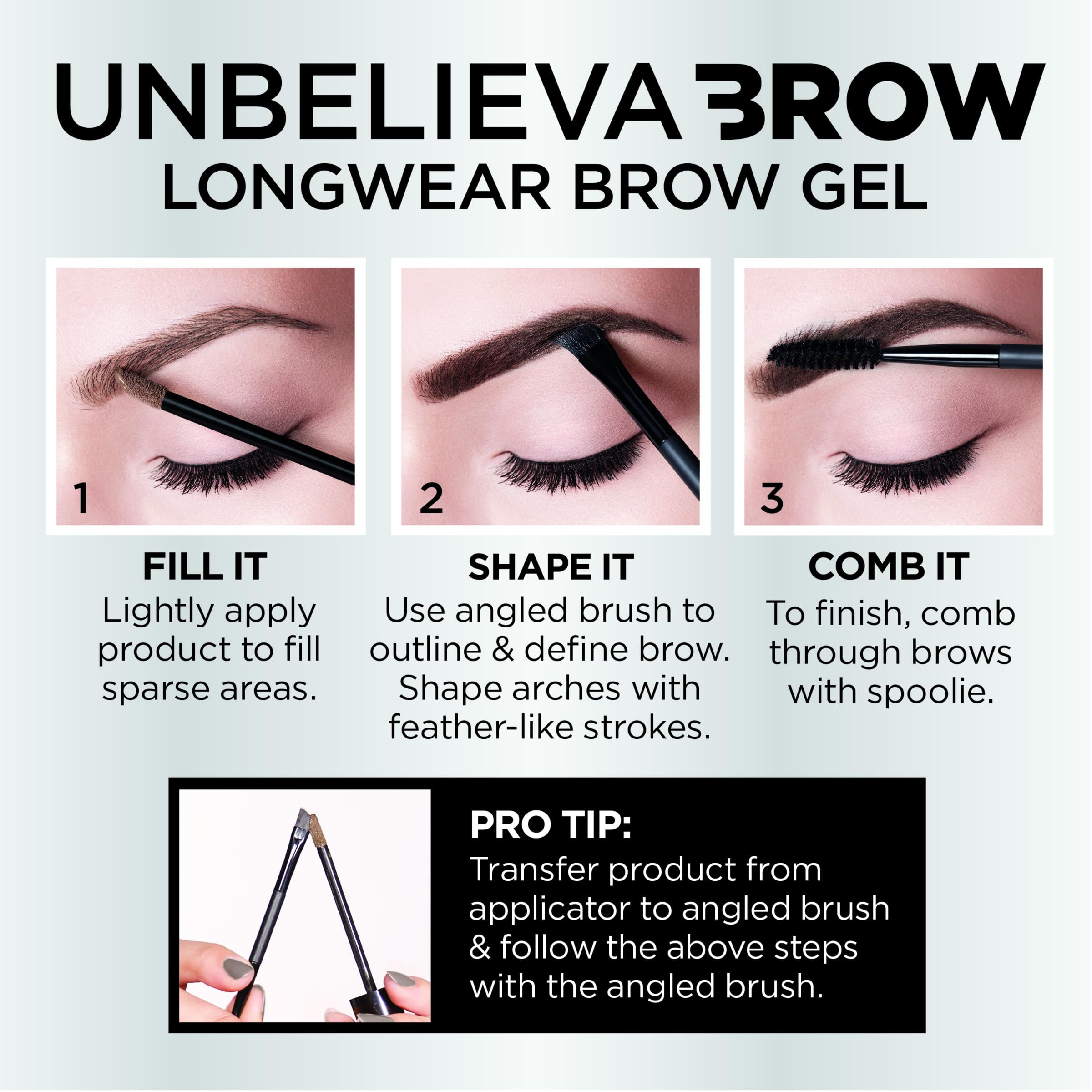 L'Oreal Paris Unbelieva-Brow Longwear Waterproof Tinted Brow Gel – Brunette, 0.15 oz