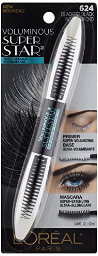 Voluminous Superstar Mascara, Waterproof by L’Oréal Paris – Blackest Black, 0.41 Fl Oz, 1 Count