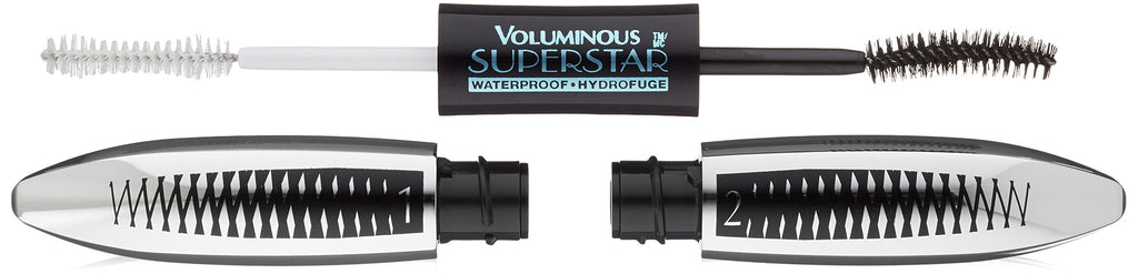 Voluminous Superstar Mascara, Waterproof by L’Oréal Paris – Blackest Black, 0.41 Fl Oz, 1 Count