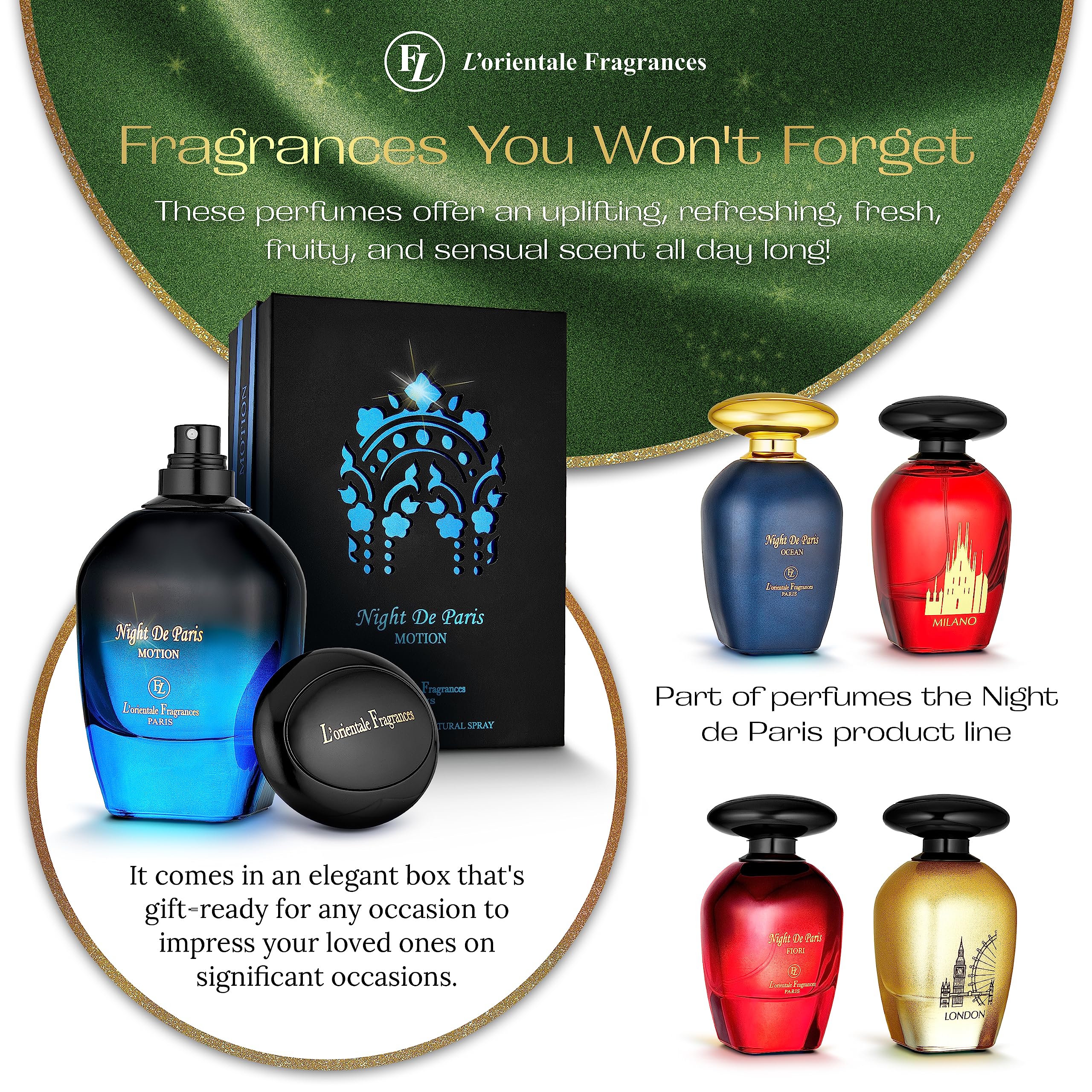 L'Orientale Fragrances Night De Paris in Motion 100ml – Oil-Based Amber Vanilla EDP