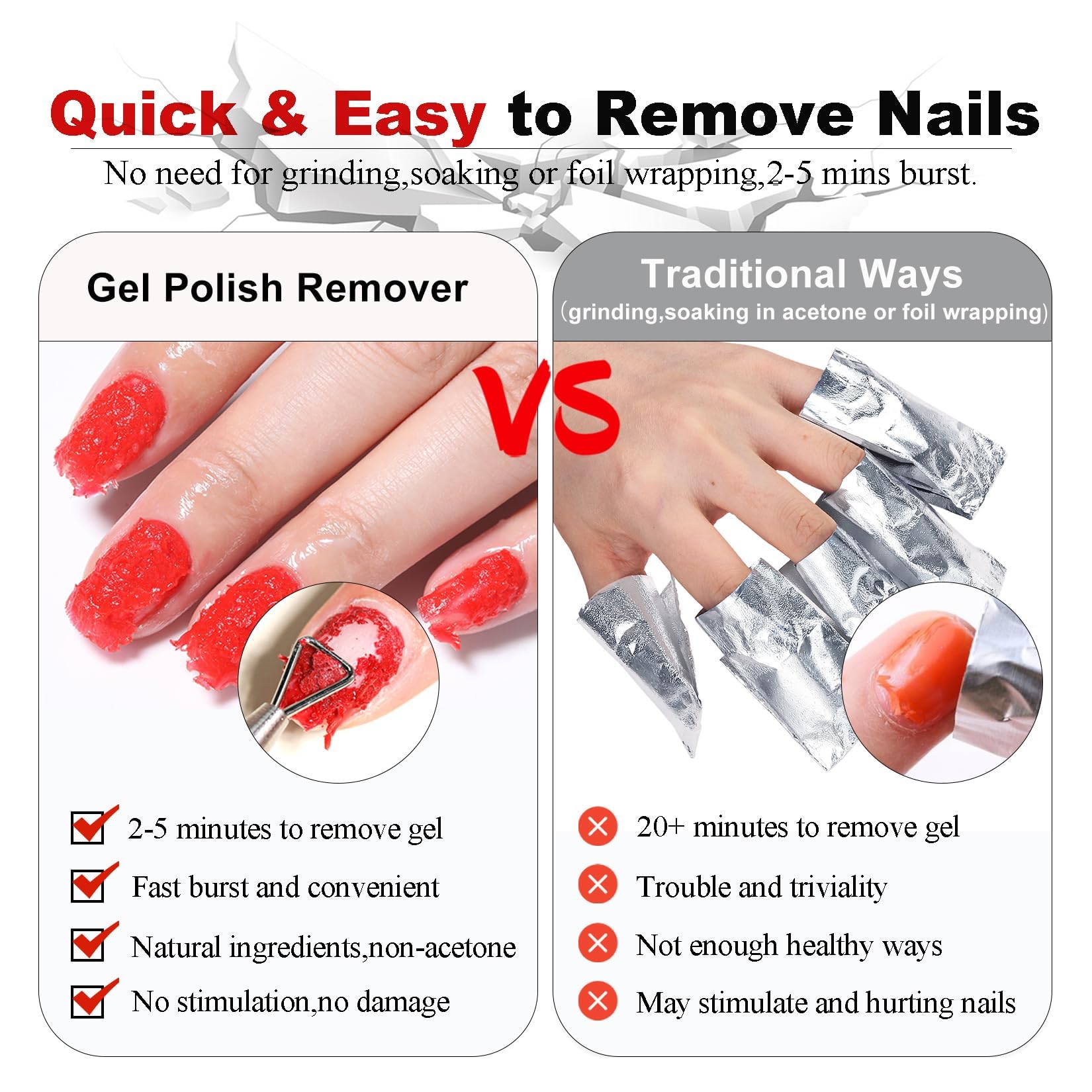 LOUINSTIC Gel Nail Polish Remover & Liquid Latex Kit – Fast 2–5 Minute Removal, Low Irritation, No Foil
