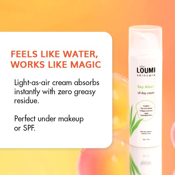 LOUMI Skincare Say Aloe All-Day Face Cream | Aloe Vera + Hyaluronic Acid Hydration | Vegan & Cruelty-Free