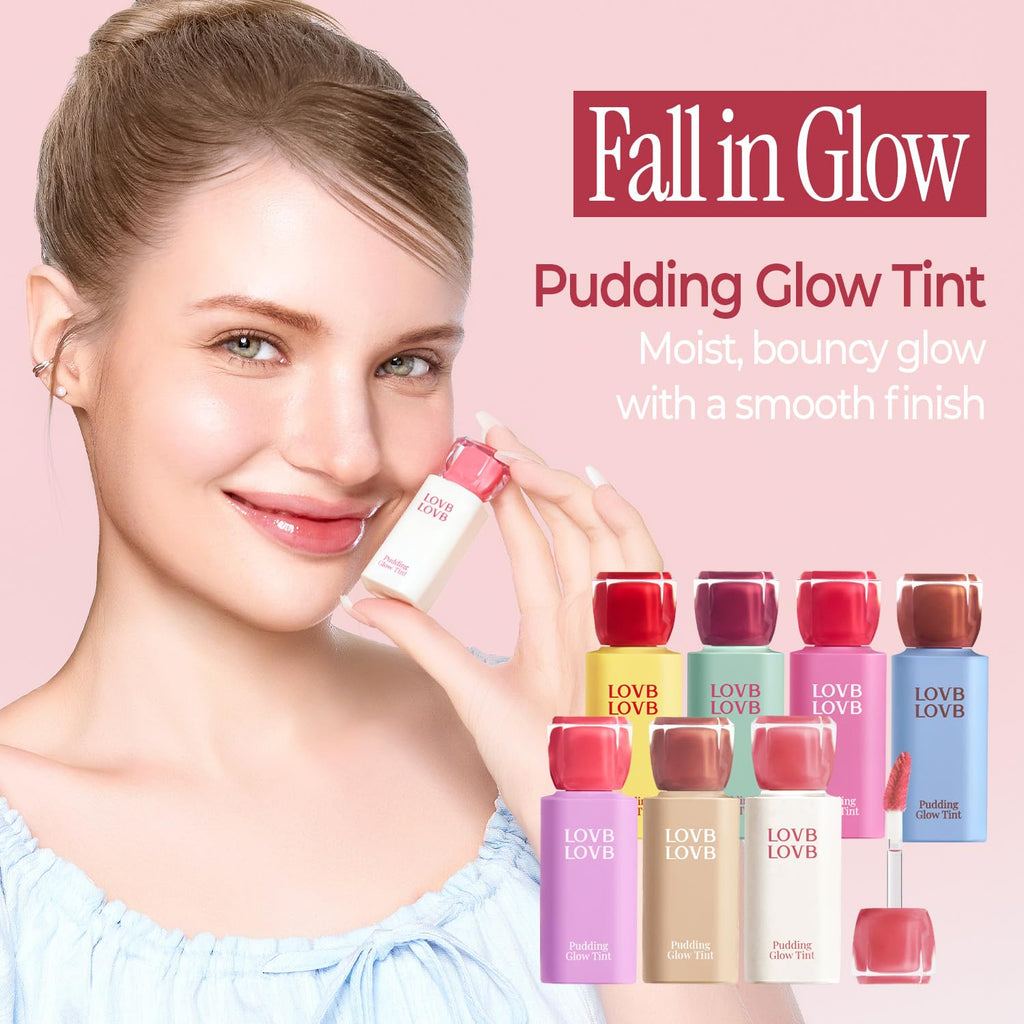 LOVB LOVB Pudding Glow Korean Lip Tint | Long-Lasting Gloss-to-Stain | Non-Sticky Lip Color 0.14 oz | Coco Hazel