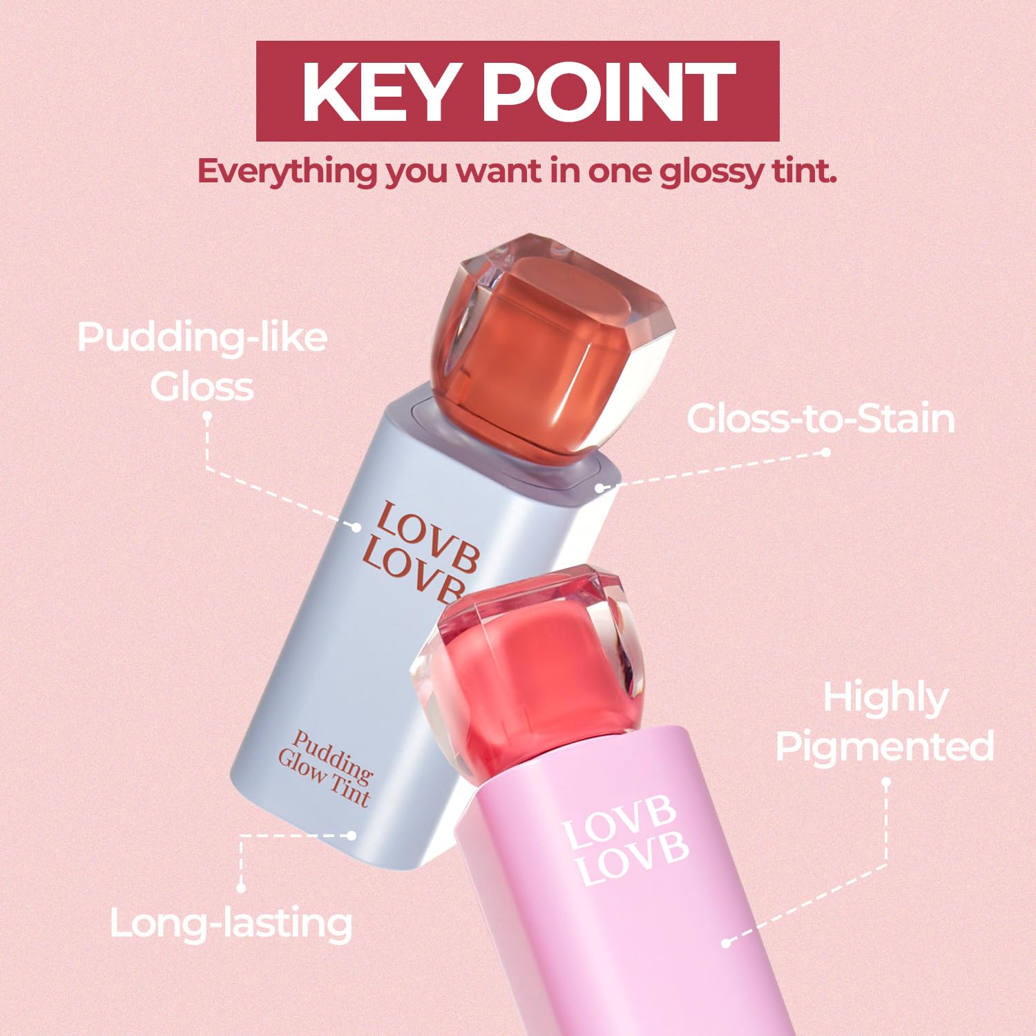 LOVB LOVB Pudding Glow Lip Tint | Long-Lasting Gloss-to-Stain in Candy Berry – Lightweight, Transfer-Proof Color