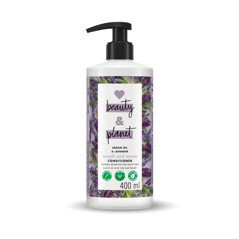 Love Beauty And Planet Argan Oil and Lavender Natural Conditioner for Dry & Frizzy Hair - Sulfate Free, Paraben Free, 400ml