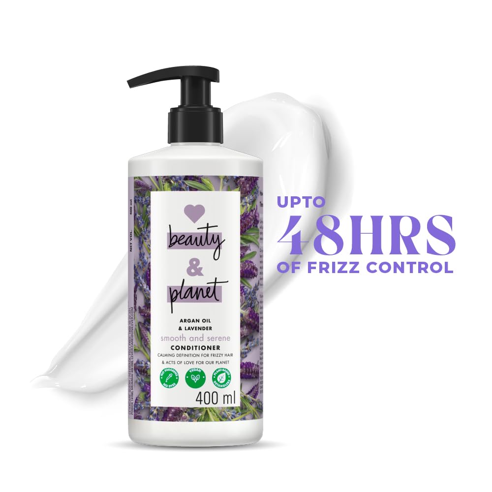 Love Beauty And Planet Argan Oil and Lavender Natural Conditioner for Dry & Frizzy Hair - Sulfate Free, Paraben Free, 400ml