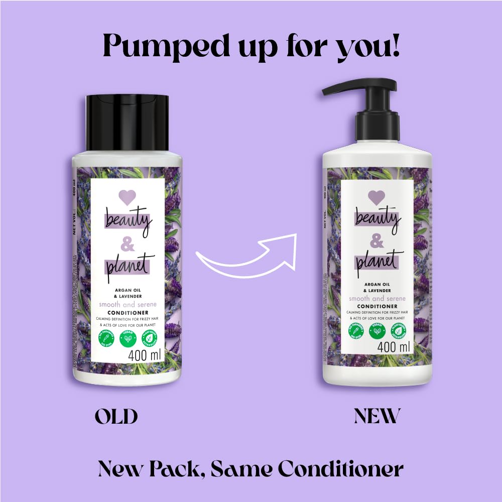 Love Beauty And Planet Argan Oil and Lavender Natural Conditioner for Dry & Frizzy Hair - Sulfate Free, Paraben Free, 400ml