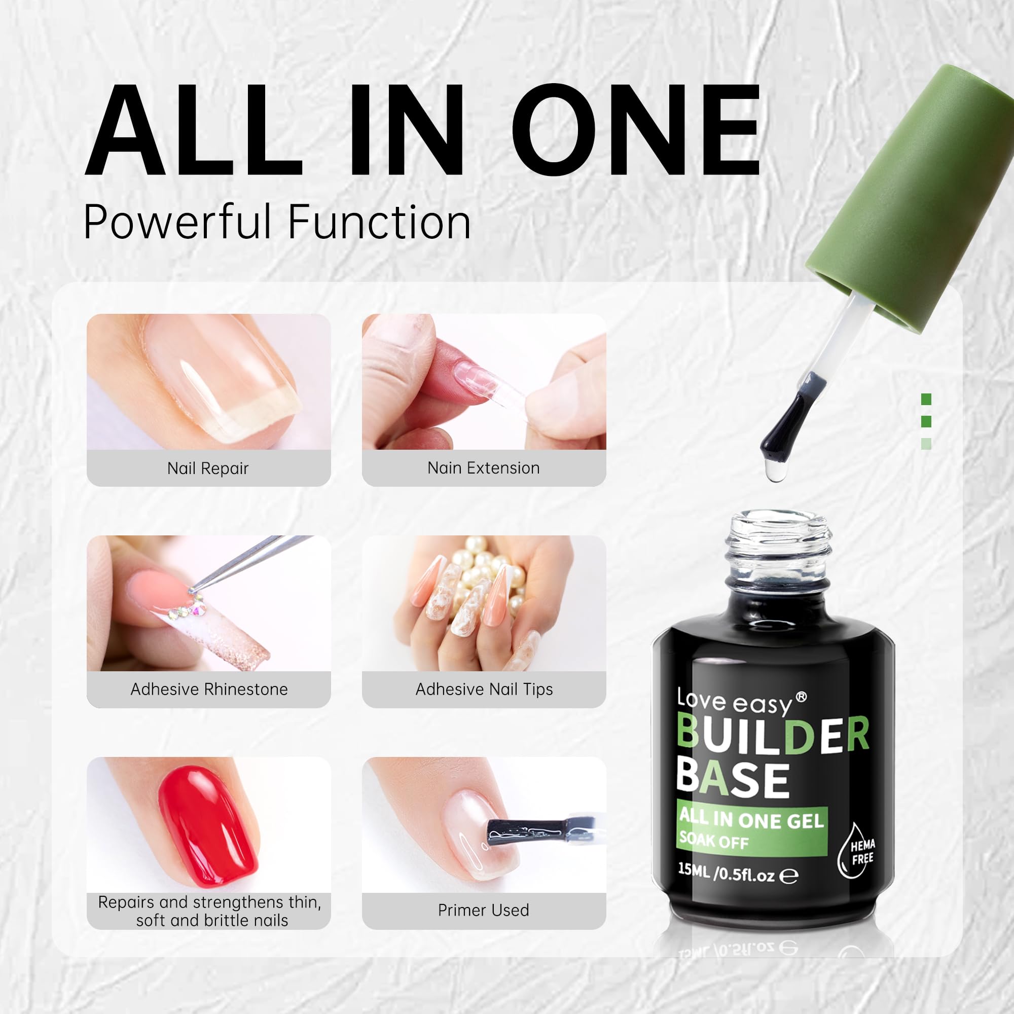 Love Easy Hema Free Builder Gel – Hypoallergenic Builder Base & Top Coat for 28-Day Wear | Gift for Women