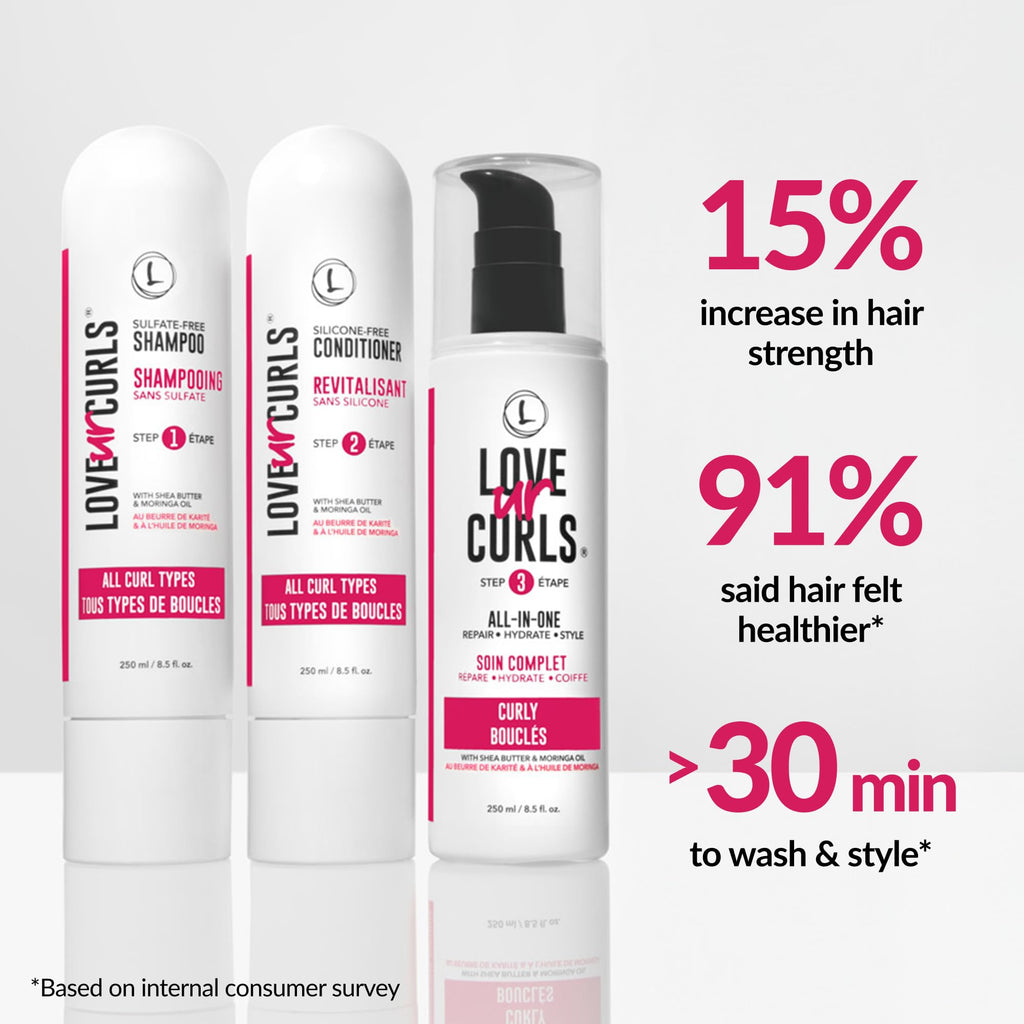Love Ur Curls - 3-Step Shampoo, Conditioner & All-in-One Curl Styler for Curly Hair