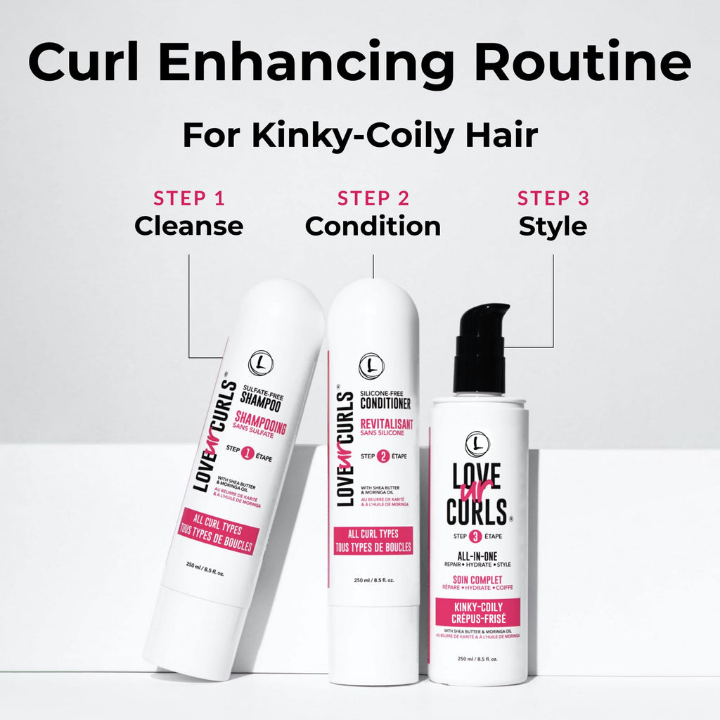 Love Ur Curls - Shampoo & Conditioner Set + All-in-One Curl Styler for Kinky & Coily Hair (3-Step System)