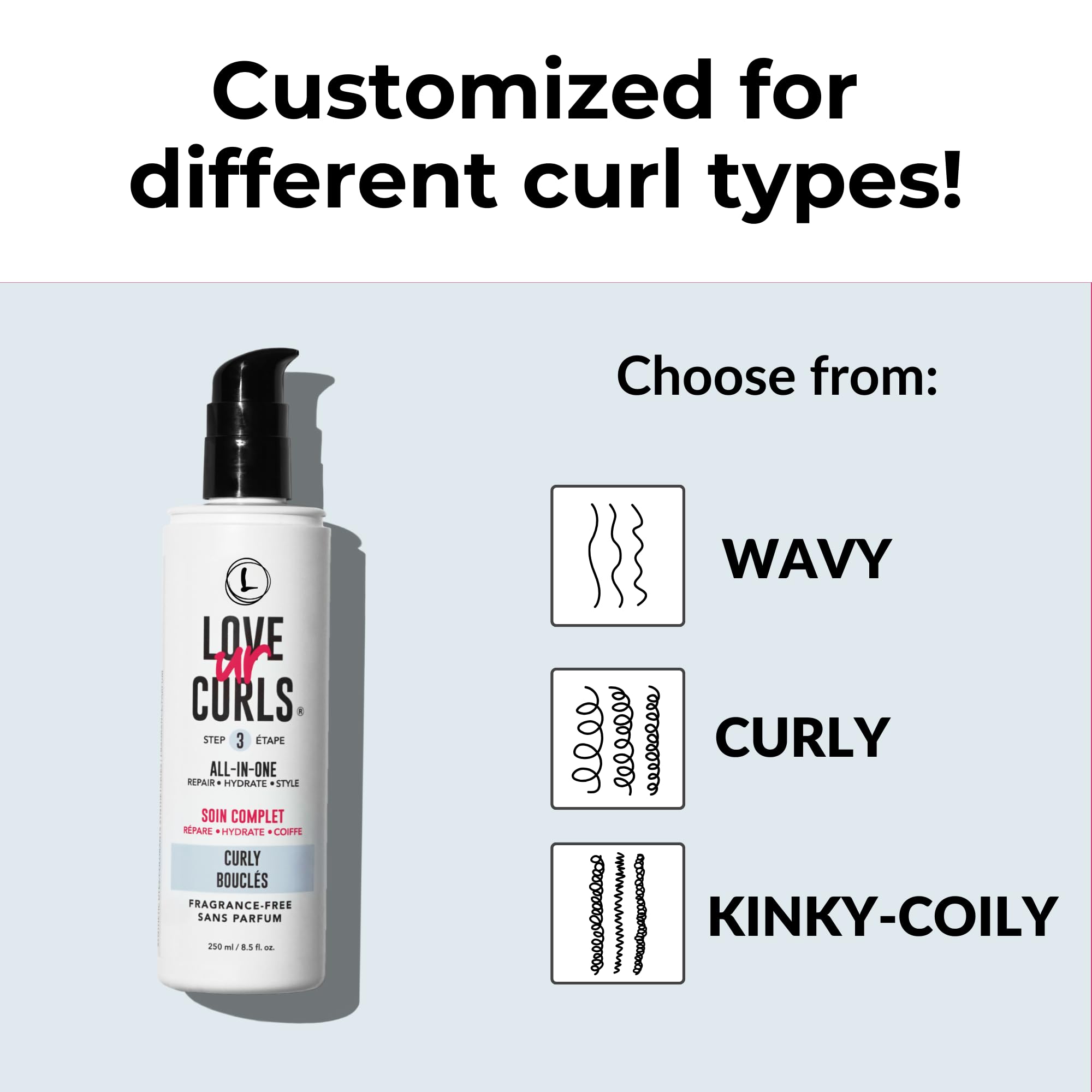 Love Ur Curls Fragrance Free All-in-One Curl Cream Styler – Define, Hydrate & Repair | 250mL