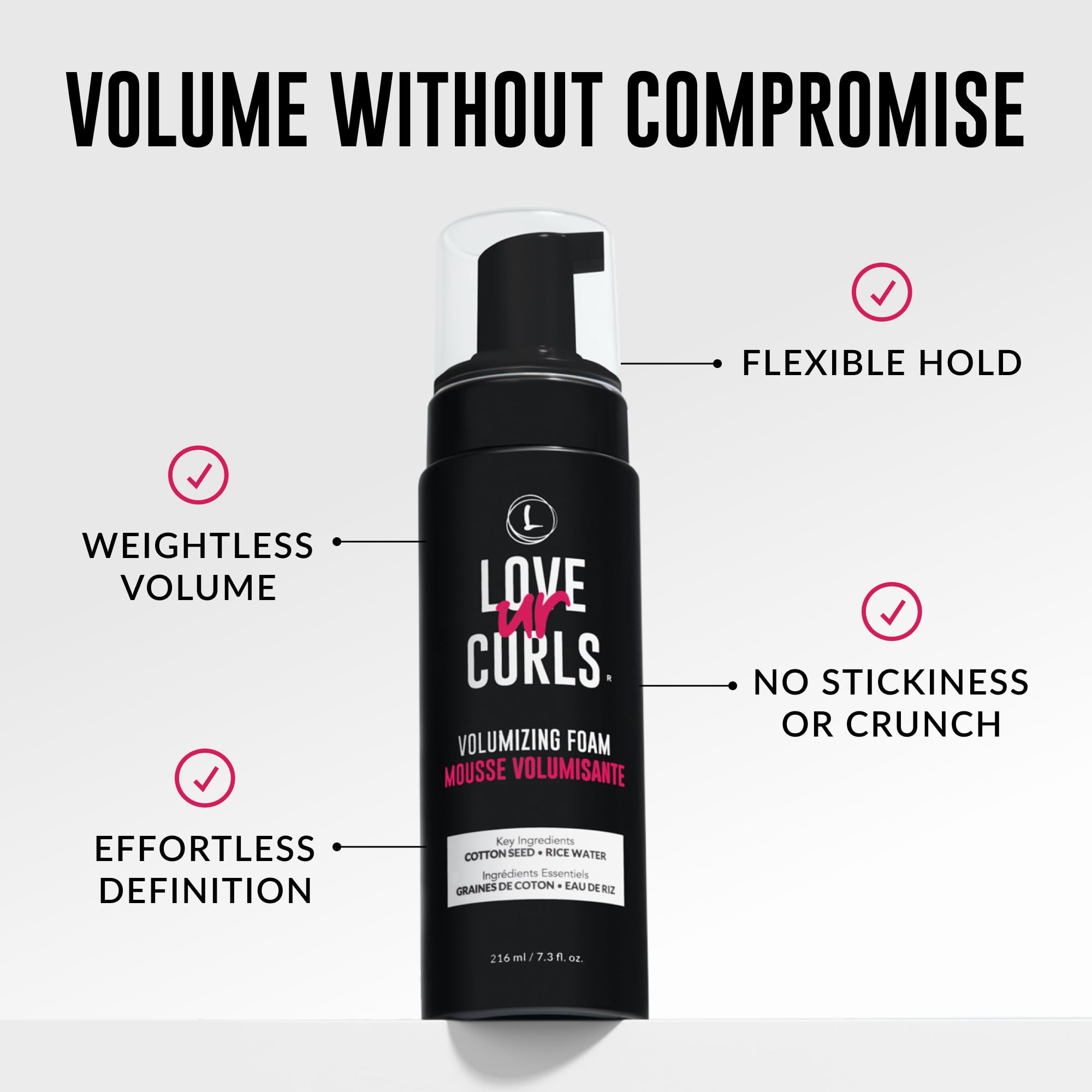 Love Ur Curls Volumizing Foam — Lightweight Mousse for Curly Hair, Volume & Definition, Frizz Control | Vegan, Silicone-Free, 7.3 oz