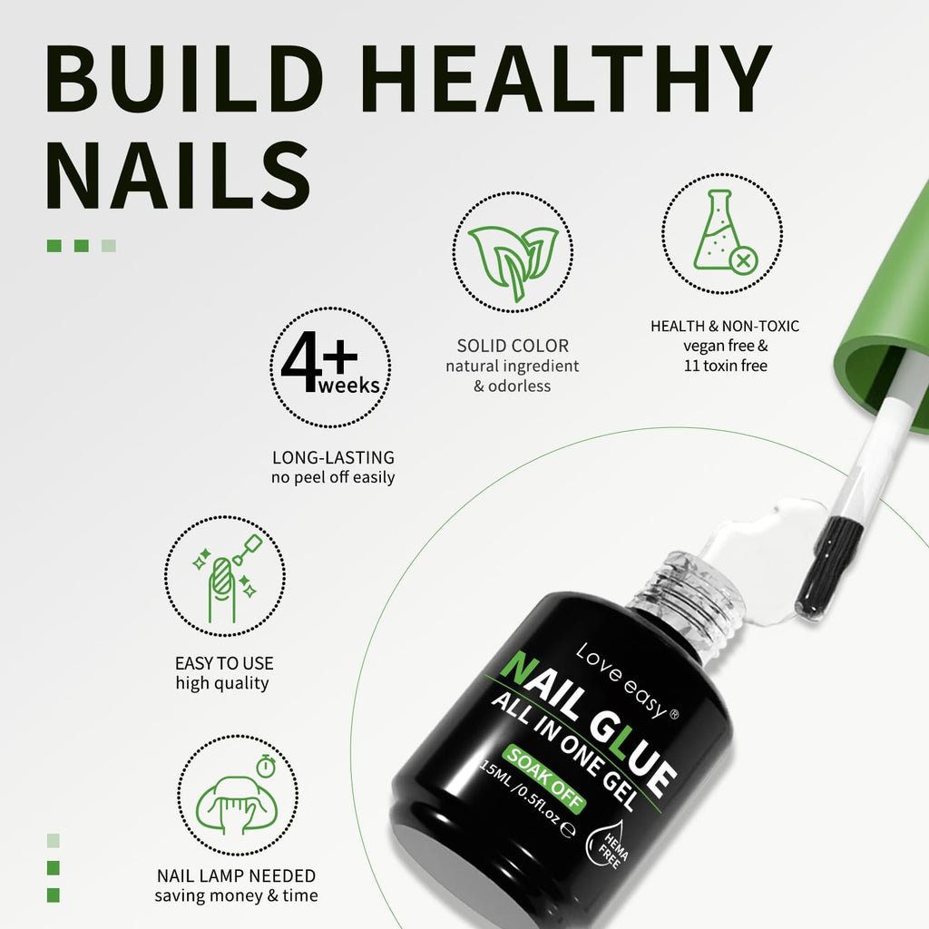 Love Easy HEMA-FREE Nail Glue | Multifunction Adhesion, Lasts 28 Days