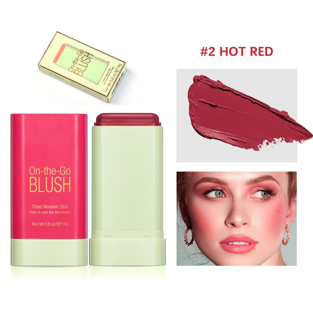 Lovelycat On-the-Go Blush Stick Red – Creamy, Long-Lasting Tint for All Skin Tones, Waterproof