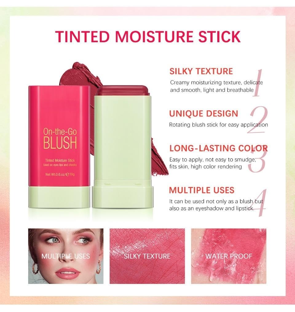 Lovelycat On-the-Go Blush Stick Red – Creamy, Long-Lasting Tint for All Skin Tones, Waterproof