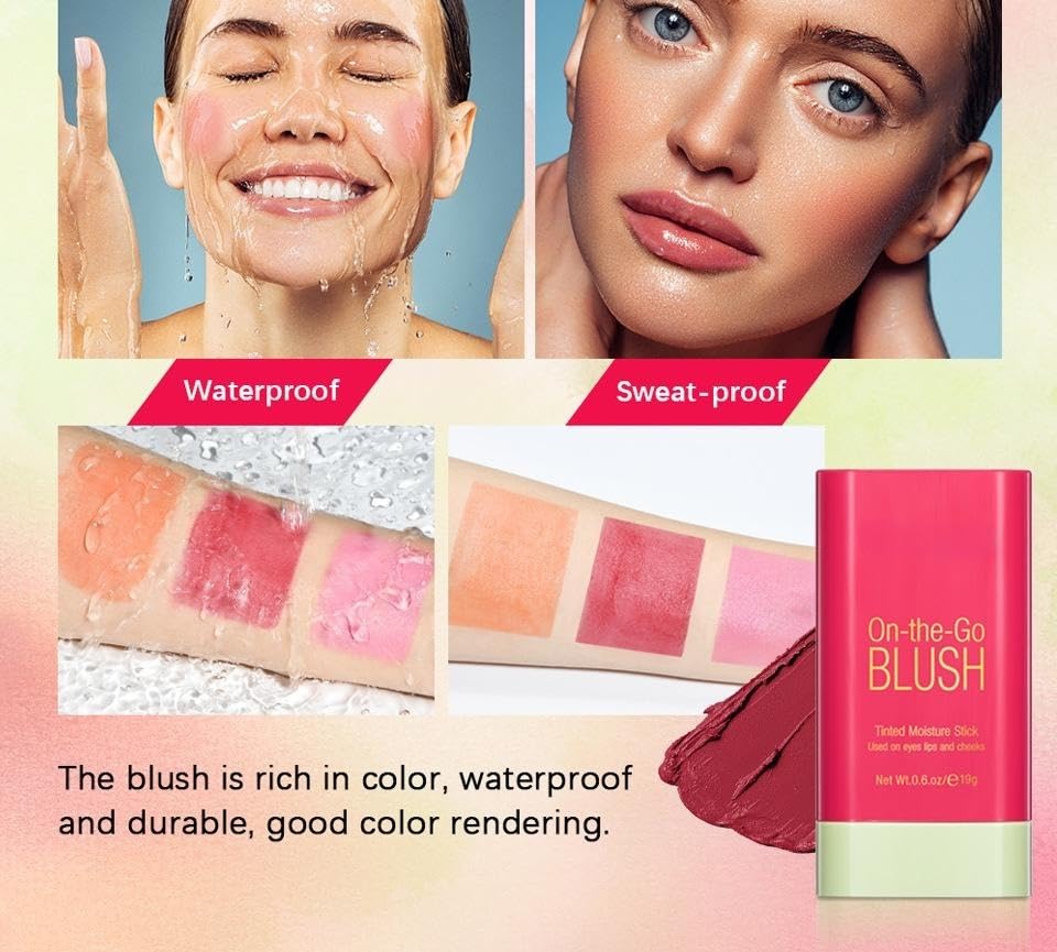 Lovelycat On-the-Go Blush Stick Red – Creamy, Long-Lasting Tint for All Skin Tones, Waterproof
