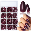 LoveOurHome 360pc Burgundy Almond Press On Nails – Medium Short Kit with Glue Tabs & Nail Glue
