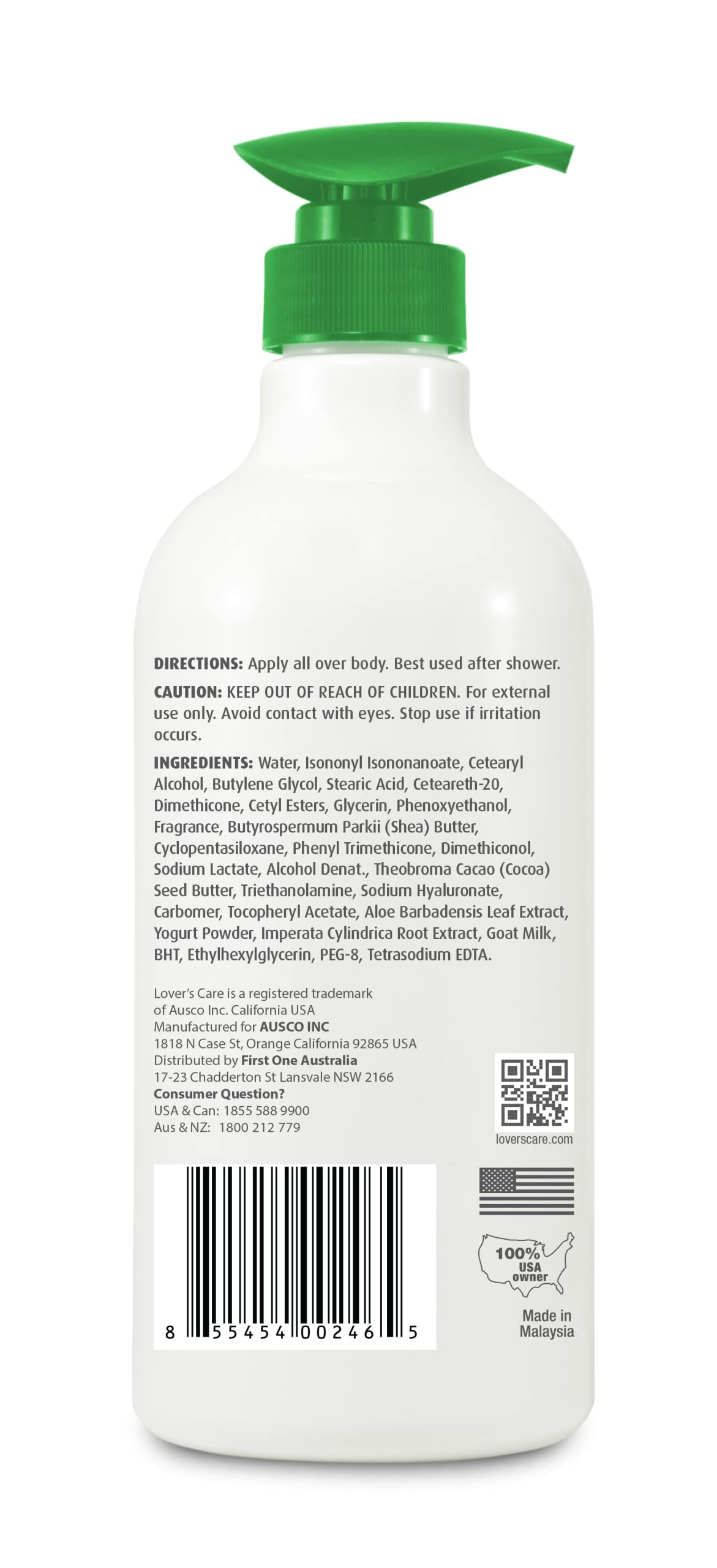 Lovercare Goat Milk Body Lotion with Aloe Vera – 2 x 800ml