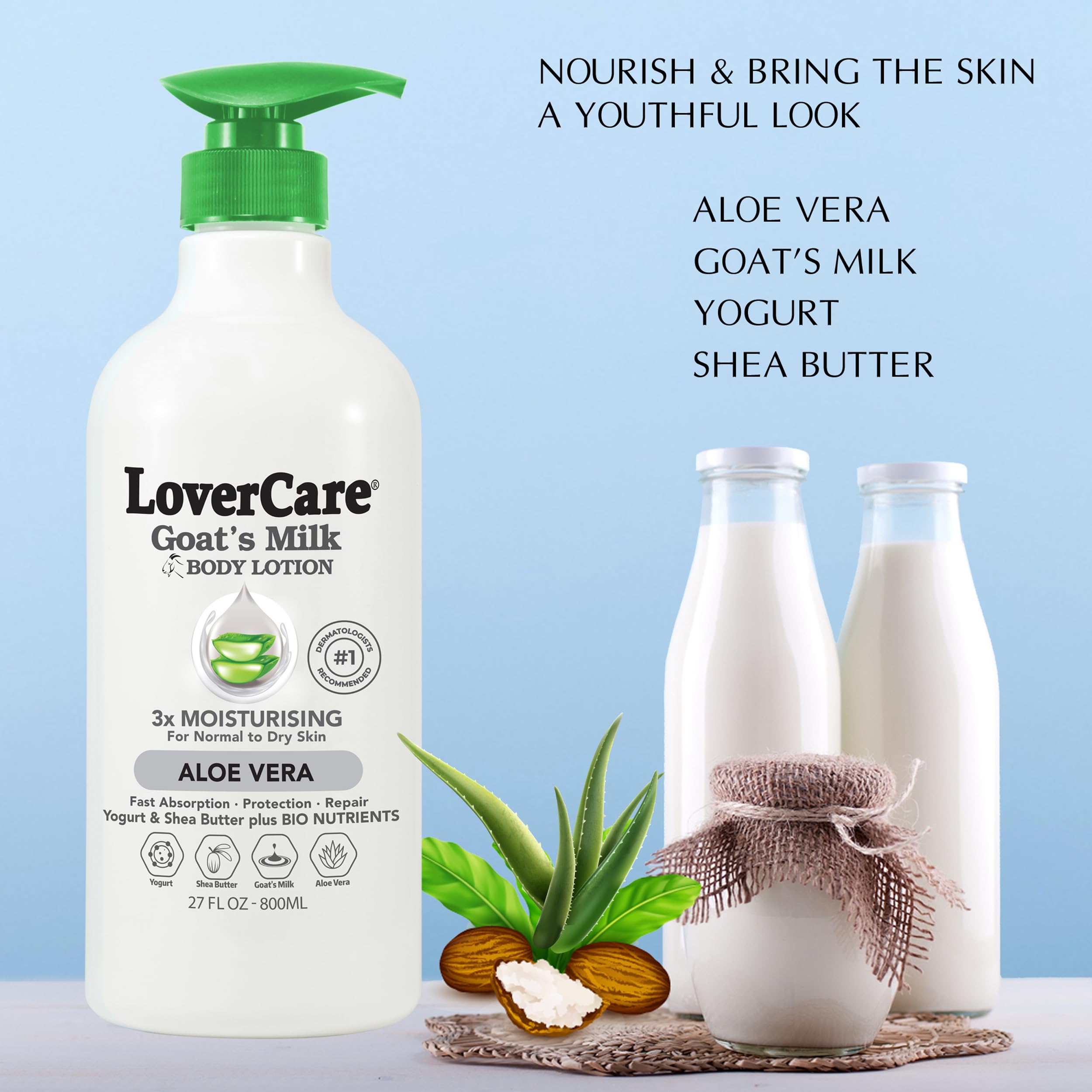 Lovercare Goat Milk Body Lotion with Aloe Vera – 2 x 800ml