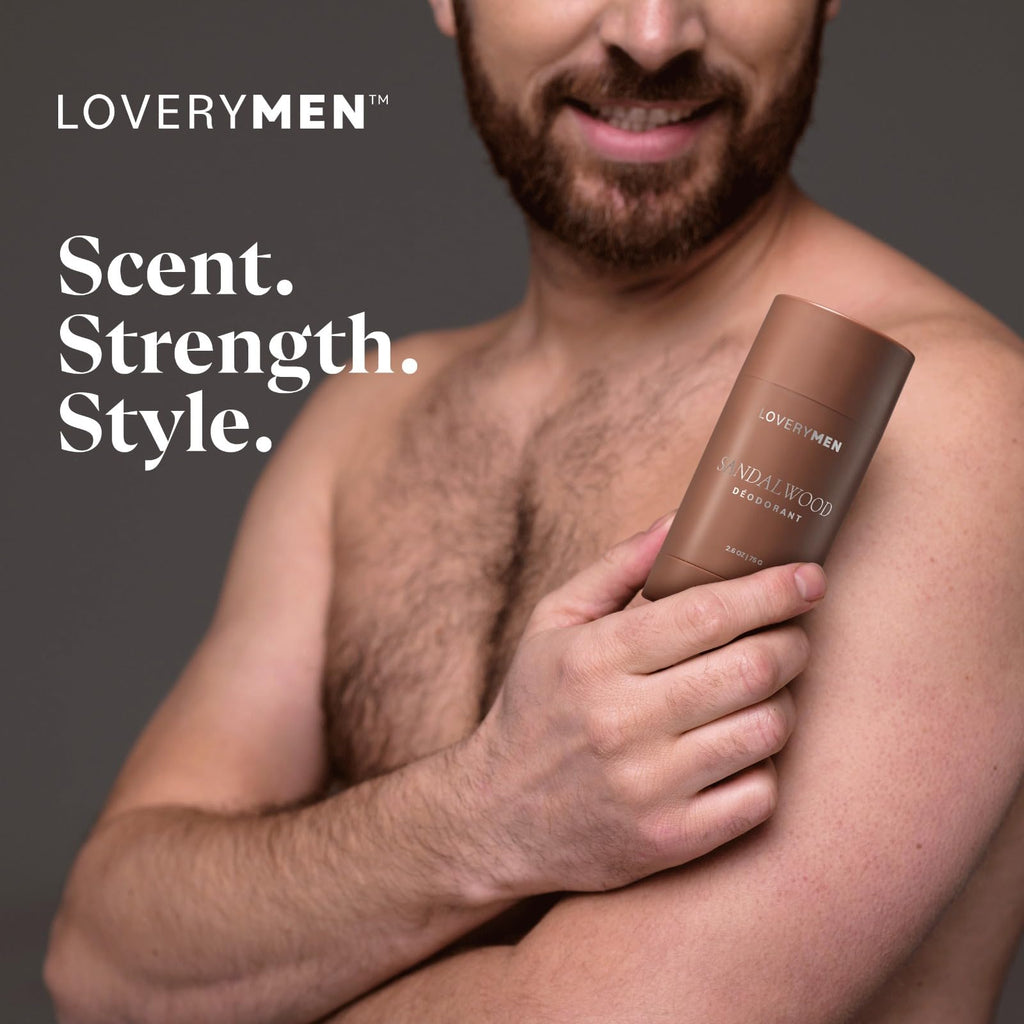 LOVERY Aluminum-Free Deodorant 4-Pack for Men – Long-Lasting Odor Protection – Amber, Sea Salt, Eucalyptus & Sandalwood