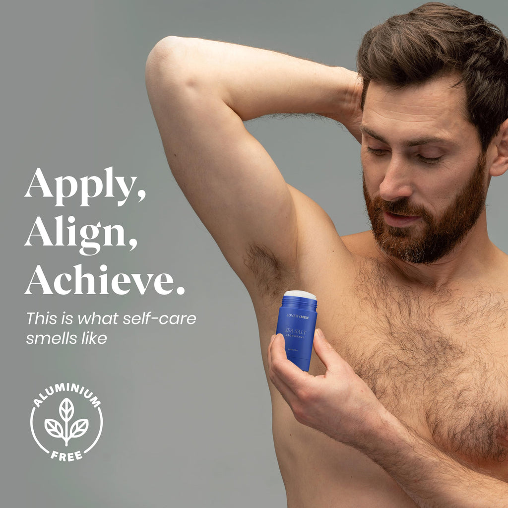 LOVERY Aluminum-Free Deodorant 4-Pack for Men – Long-Lasting Odor Protection – Amber, Sea Salt, Eucalyptus & Sandalwood
