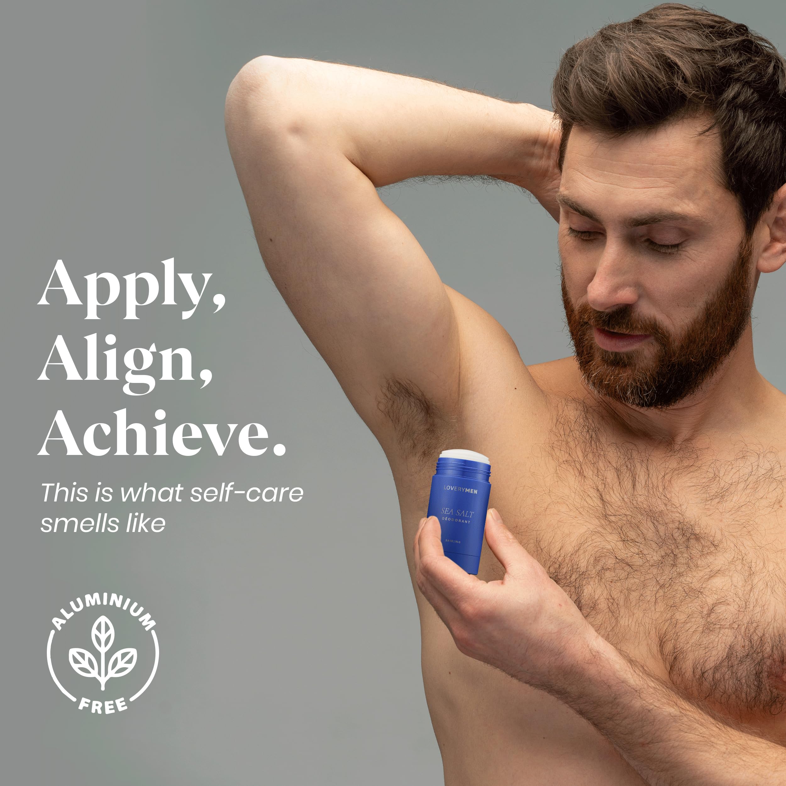 LOVERY Aluminum-Free Deodorant 4-Pack for Men – Long-Lasting Odor Protection – Amber, Sea Salt, Eucalyptus & Sandalwood