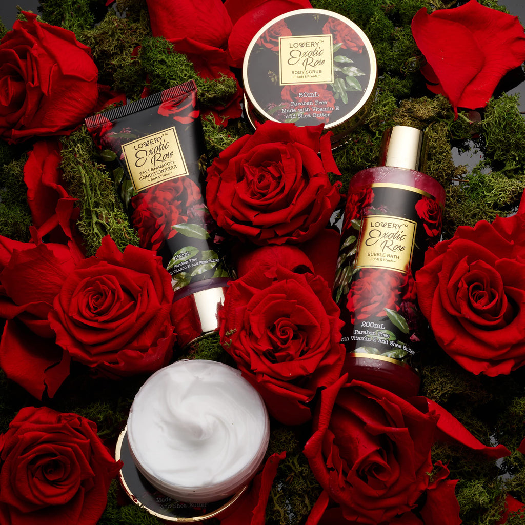 LOVERY Valentine's Gift Basket for Her – Exotic Rose Spa Gift Set
