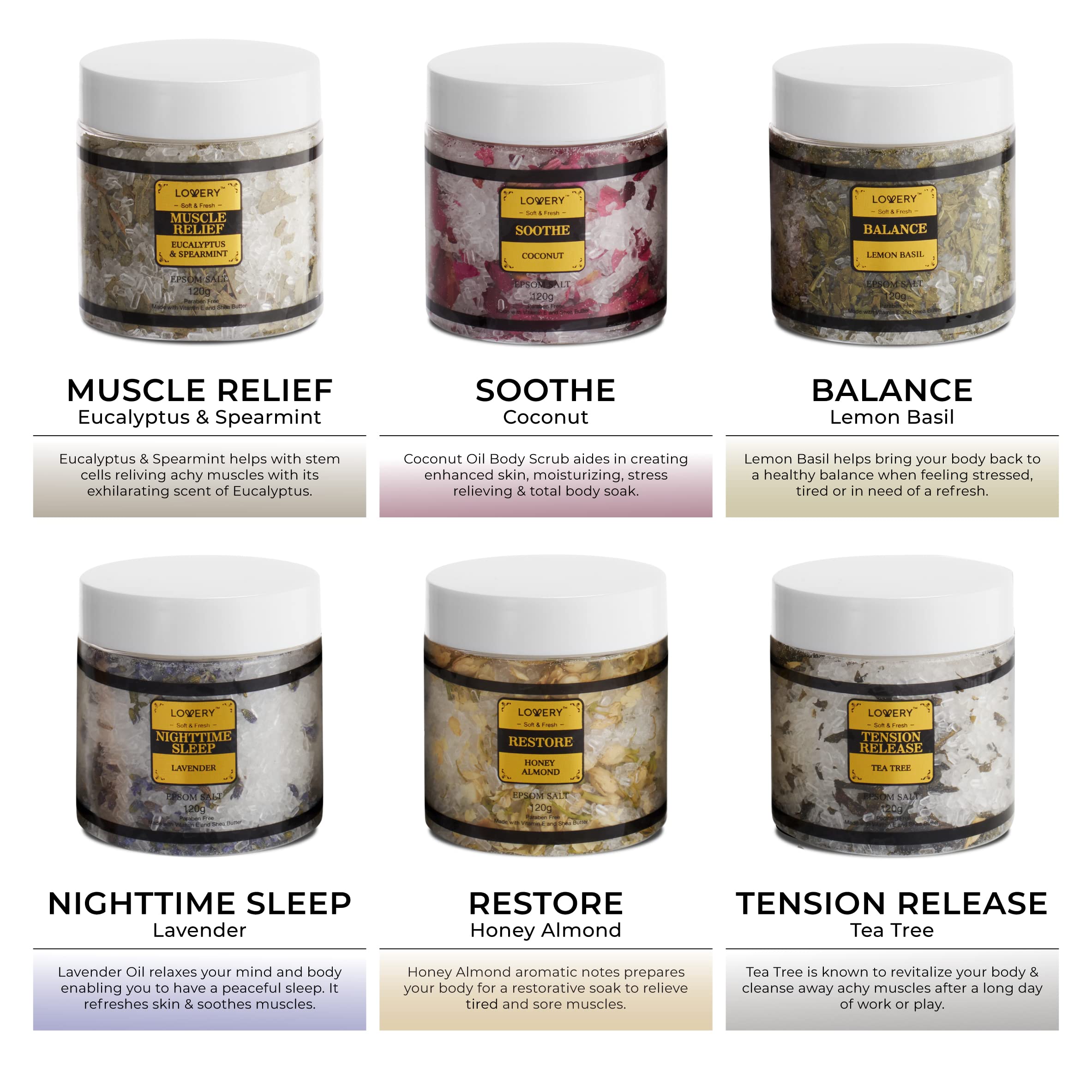 LOVERY Deluxe Epsom Bath Salts Gift Set – Spa-Quality Soaks in Lavender, Eucalyptus, Lemon & More