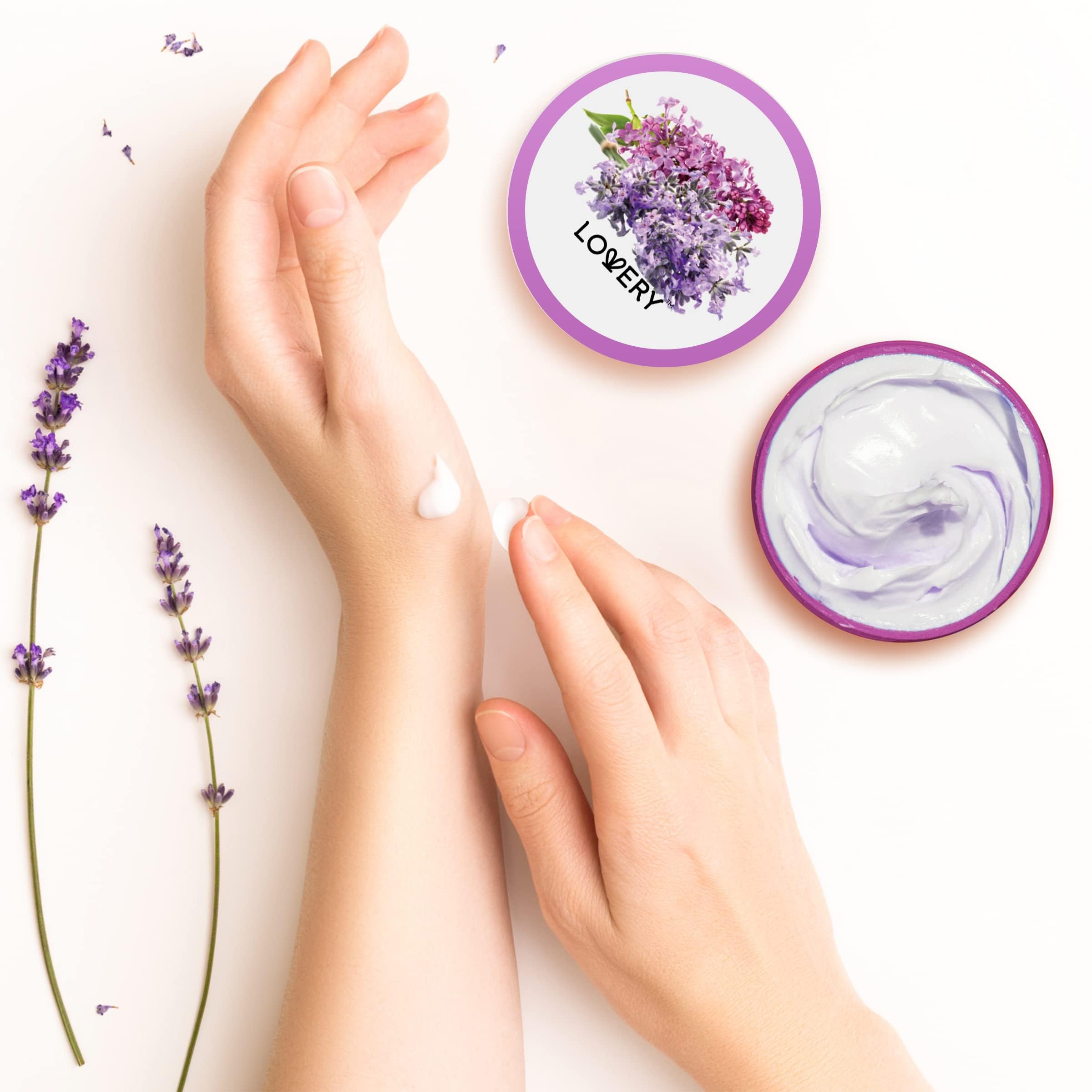 Lovery Lavender Lilac Body Butter – Shea Cream with Jojoba Oil & Vitamin E | Hydrating Hand Moisturizer 5.74 oz
