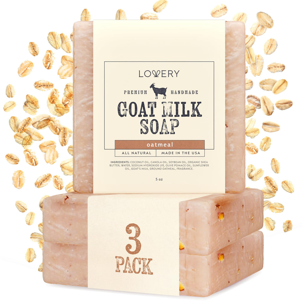 LOVERY Goat Milk Soap 3-Pack – Handmade in USA with Organic Shea Butter