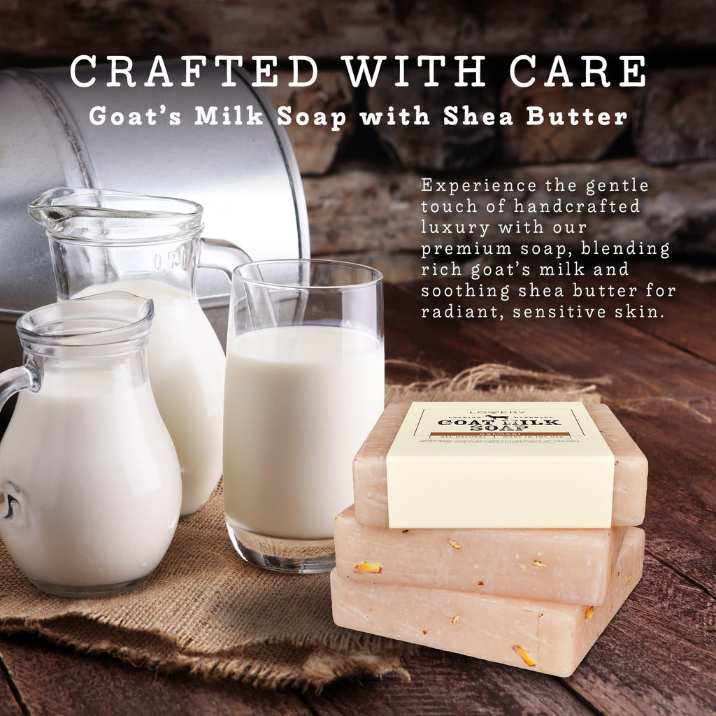 LOVERY Goat Milk Soap 3-Pack – Handmade in USA with Organic Shea Butter