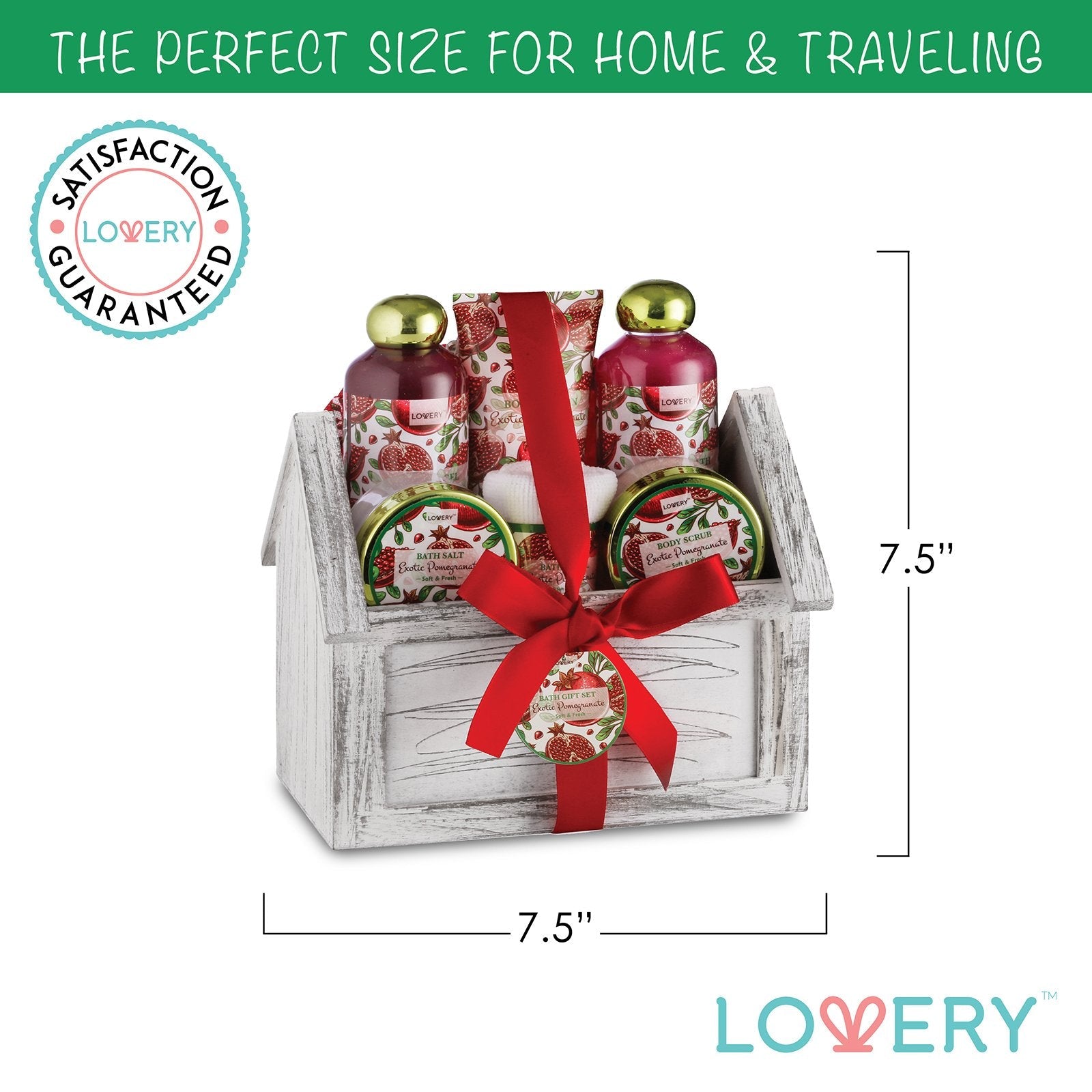 LOVERY Birthday Spa Gift Basket – 8pc Home Spa Set with Exotic Pomegranate