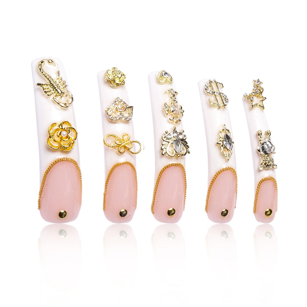 LOVFUL Press on Nails Chicago | Handmade Full-Covered Crystals, Reusable Curve Long 2.2 in | H189-S