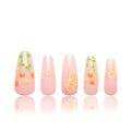 LOVFUL Press on Nails Flower Refresher – Crystal Full-Cover Reusable Coffin Nails, 1.3in