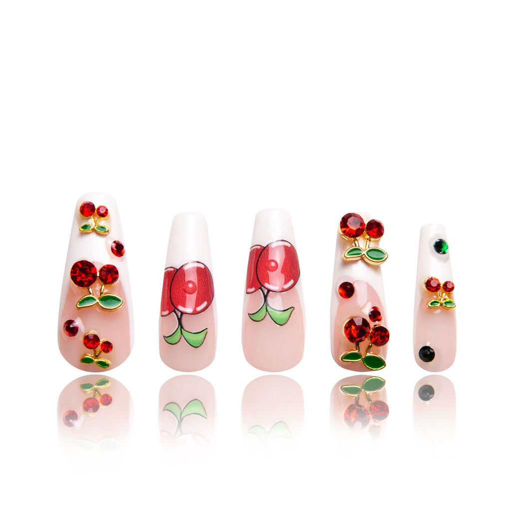 LOVFUL My Sweetie French Tip Press-On Nails – Full Crystal, Reusable Coffin Classic 1.3 in