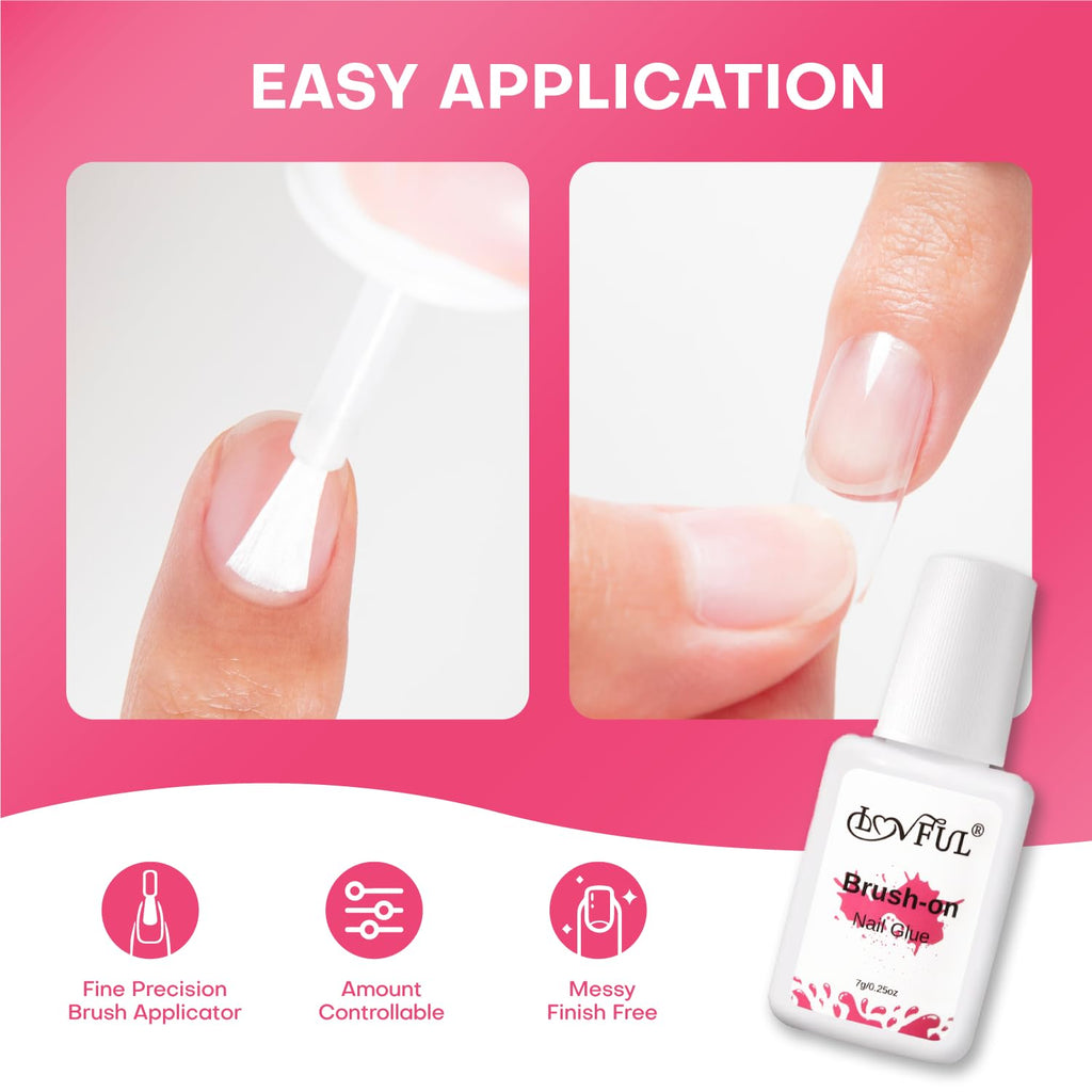 Lovful Extra Strong Brush-On Nail Glue for Press-Ons | Quick-Dry, Long-Lasting (7g)