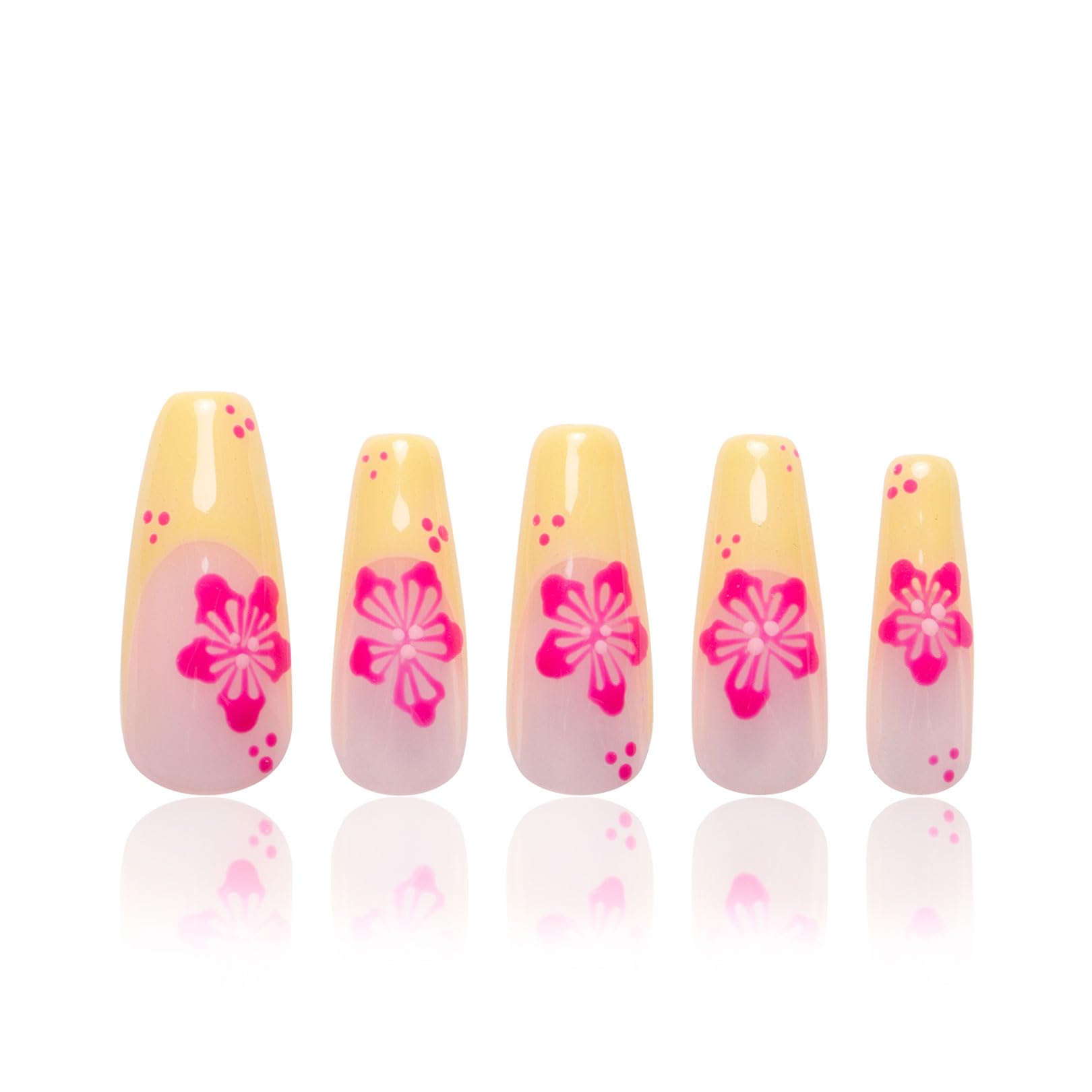 LOVFUL Waikiki Beach Press-On Nails | Full-Cover Crystal Design | Reusable Coffin Classic 1.3 in | H285-M