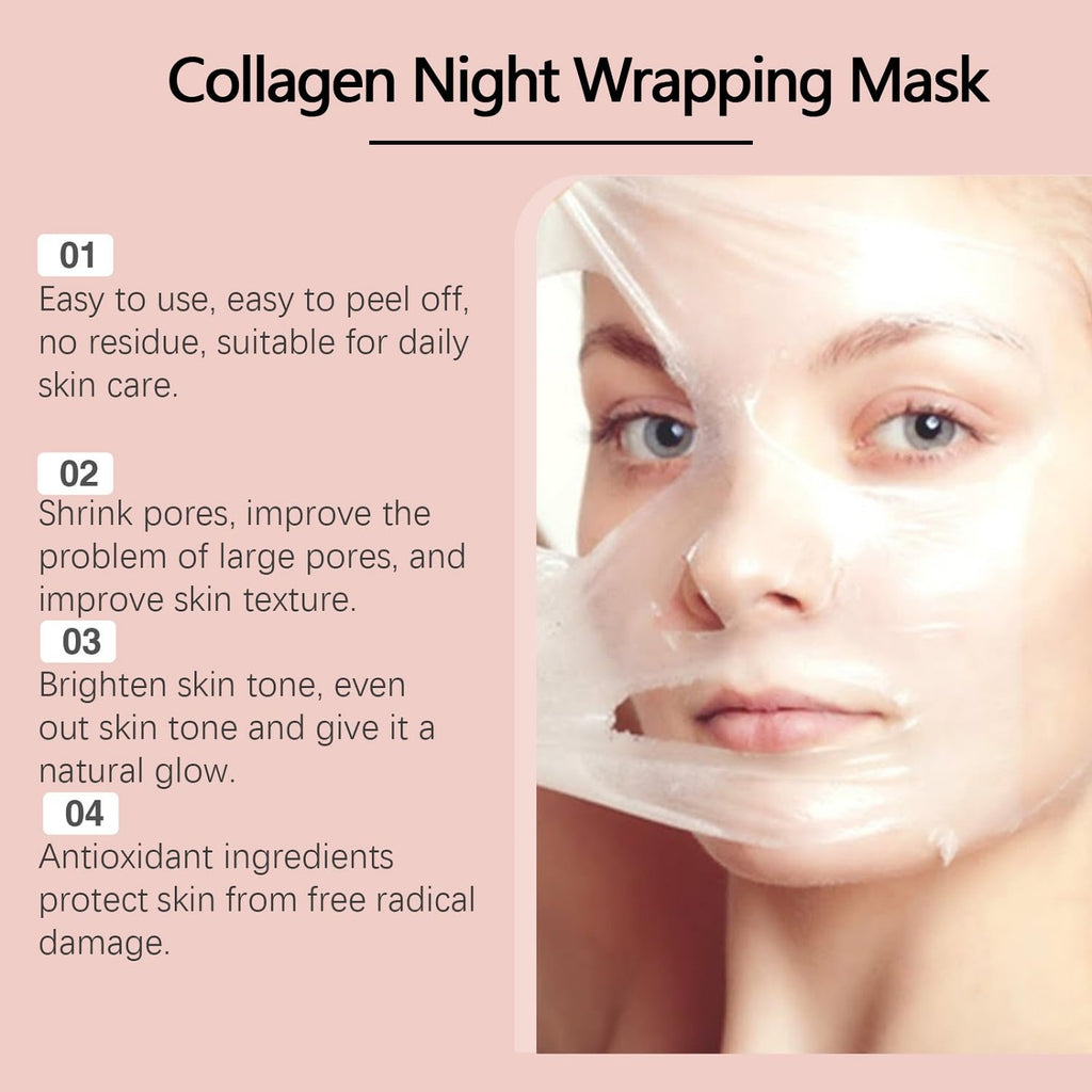 LOYOTICE Collagen Overnight Wrapping Peel-Off Facial Mask – Hydrates, Firms, Lifts (2.54 fl oz)