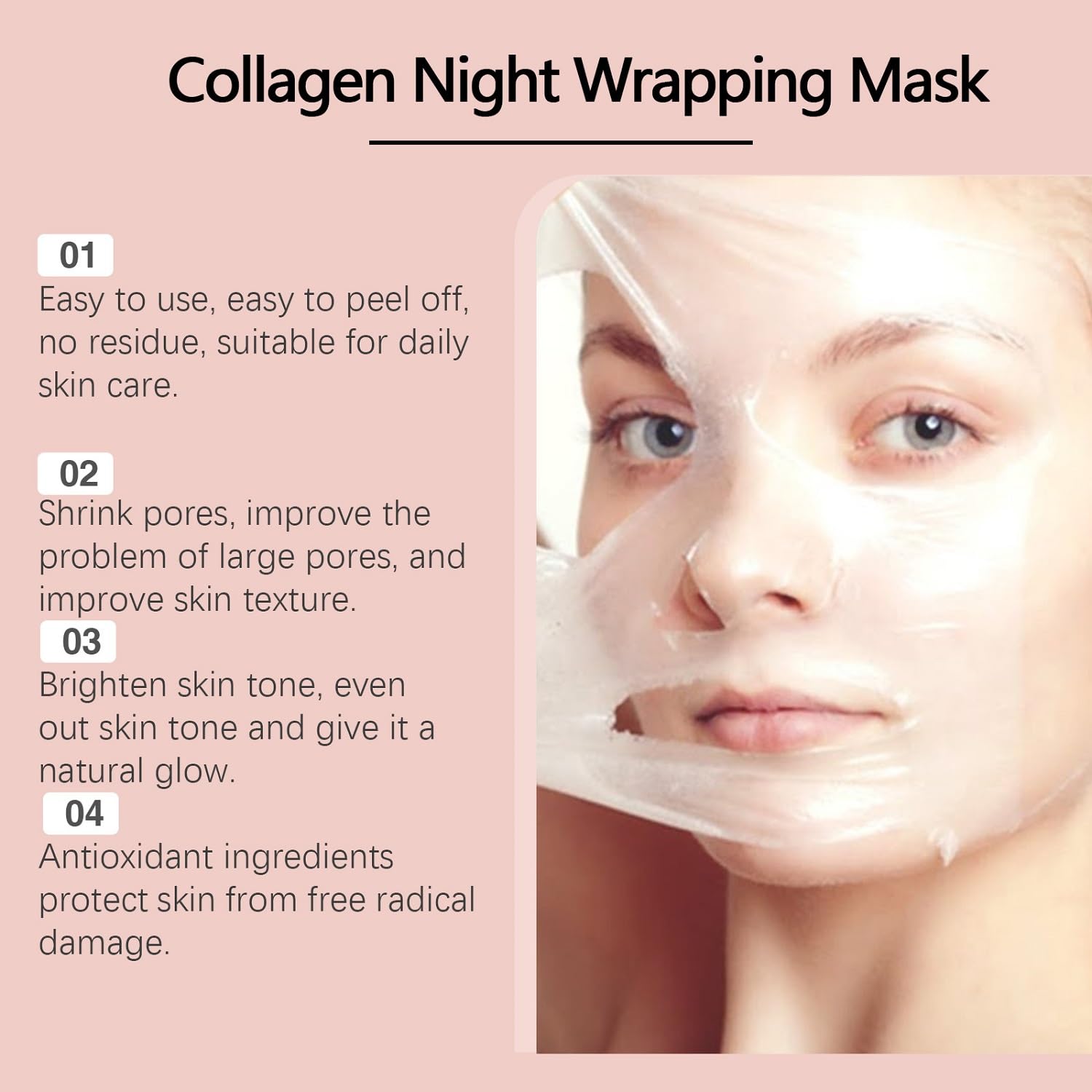 LOYOTICE Collagen Overnight Wrapping Peel-Off Facial Mask – Hydrates, Firms, Lifts (2.54 fl oz)