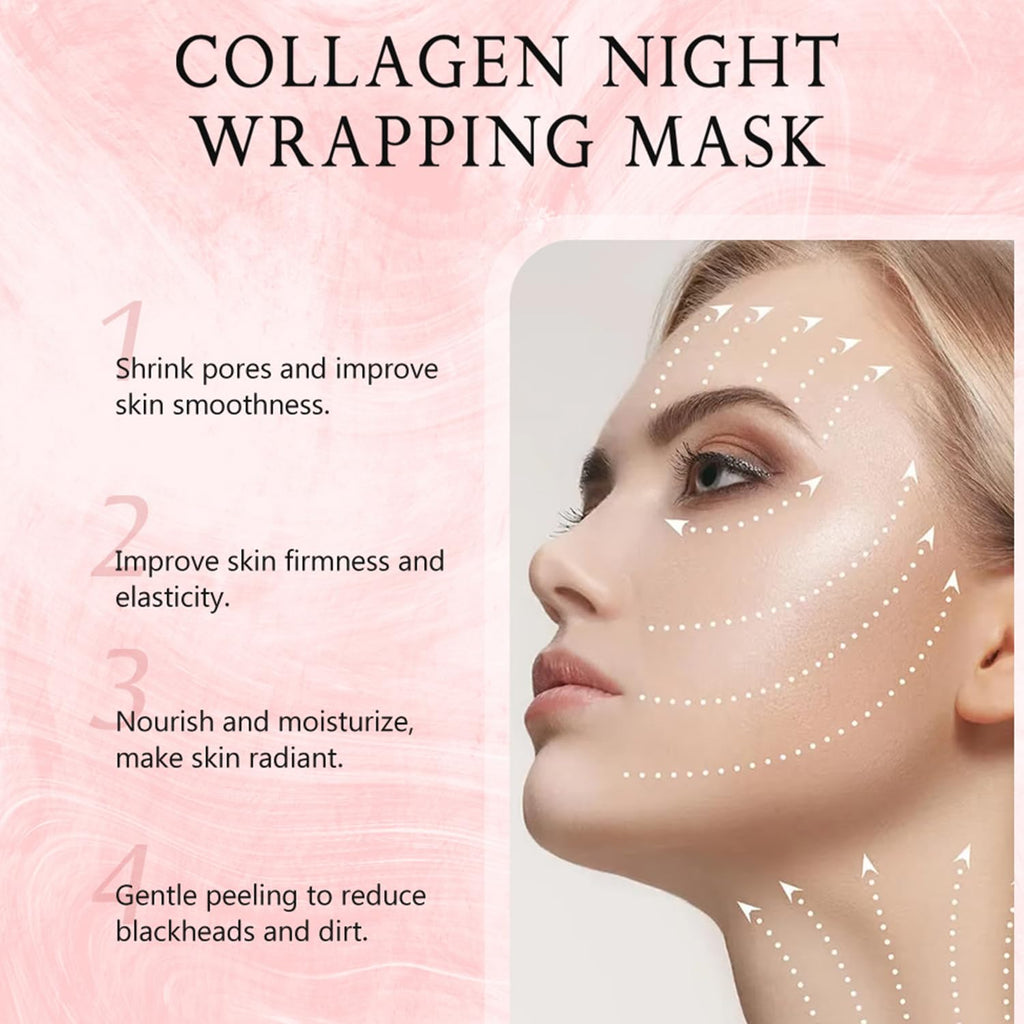 LOYOTICE Collagen Overnight Wrapping Peel-Off Facial Mask – Hydrates, Firms, Lifts (2.54 fl oz)